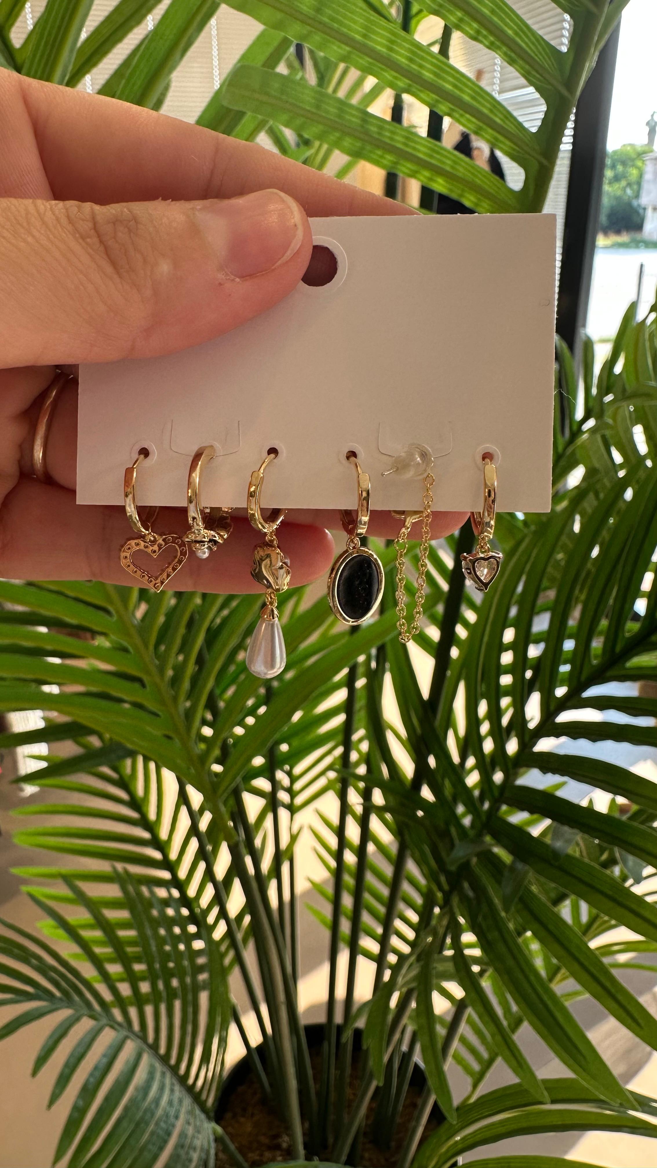 Yakemıyou 6'lı Küpe Seti-Gold