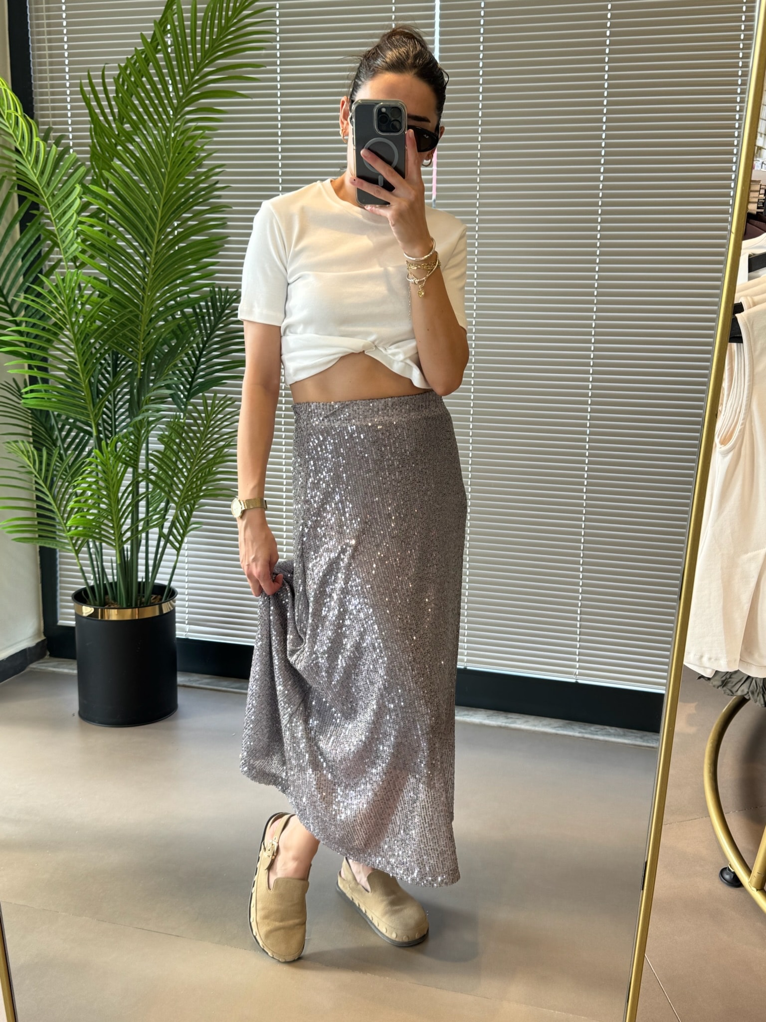 Kloş Payet Etek Midi