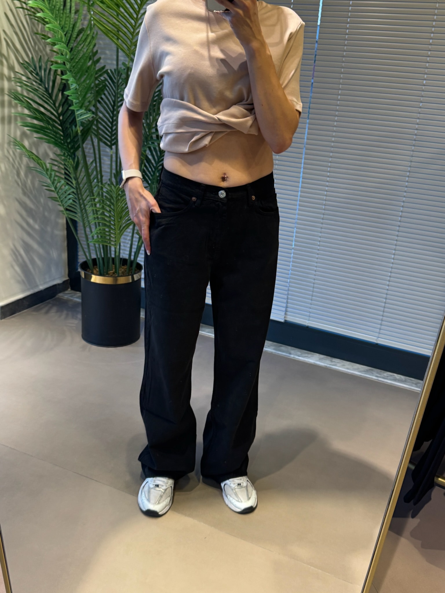 High Waıst Wıde Leg Jean-Siyah