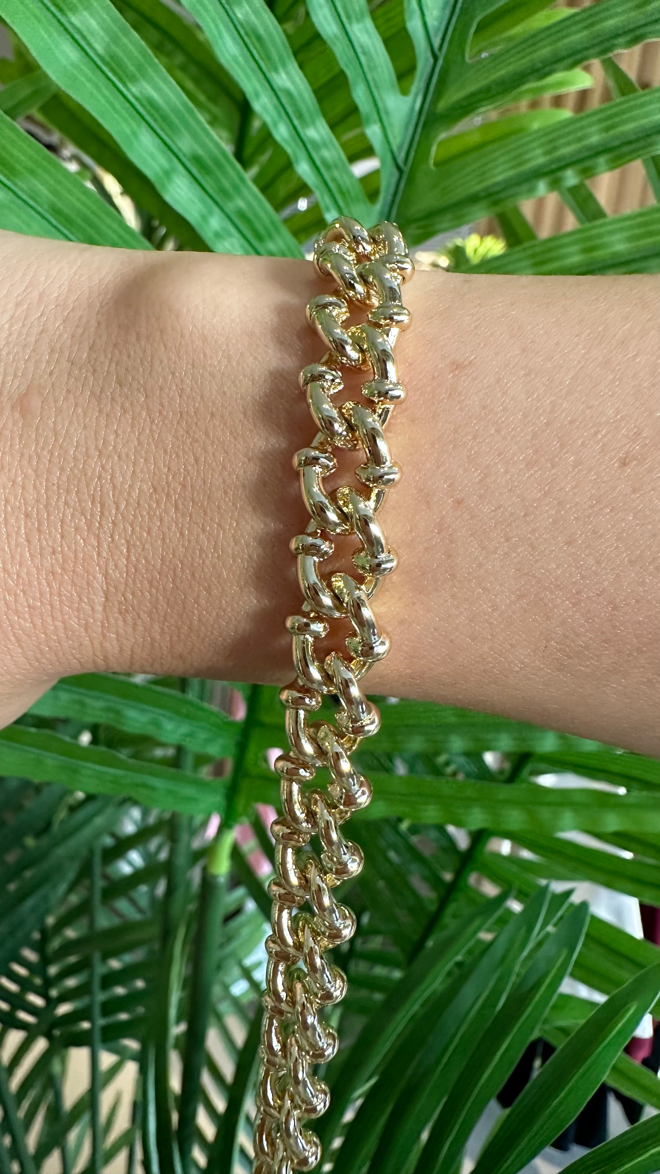 Xupıng Örgü Zincir Bileklik-Gold