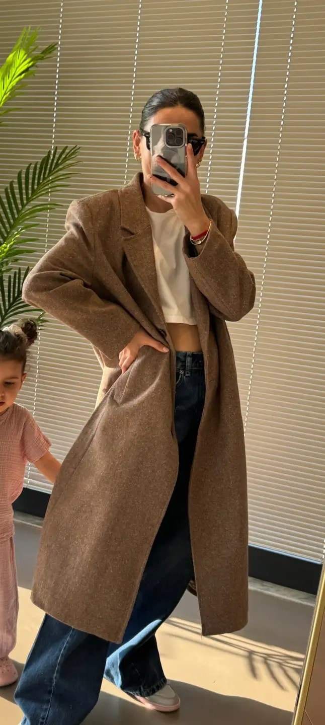 Maskülen Kaşe Kaban-Kahve