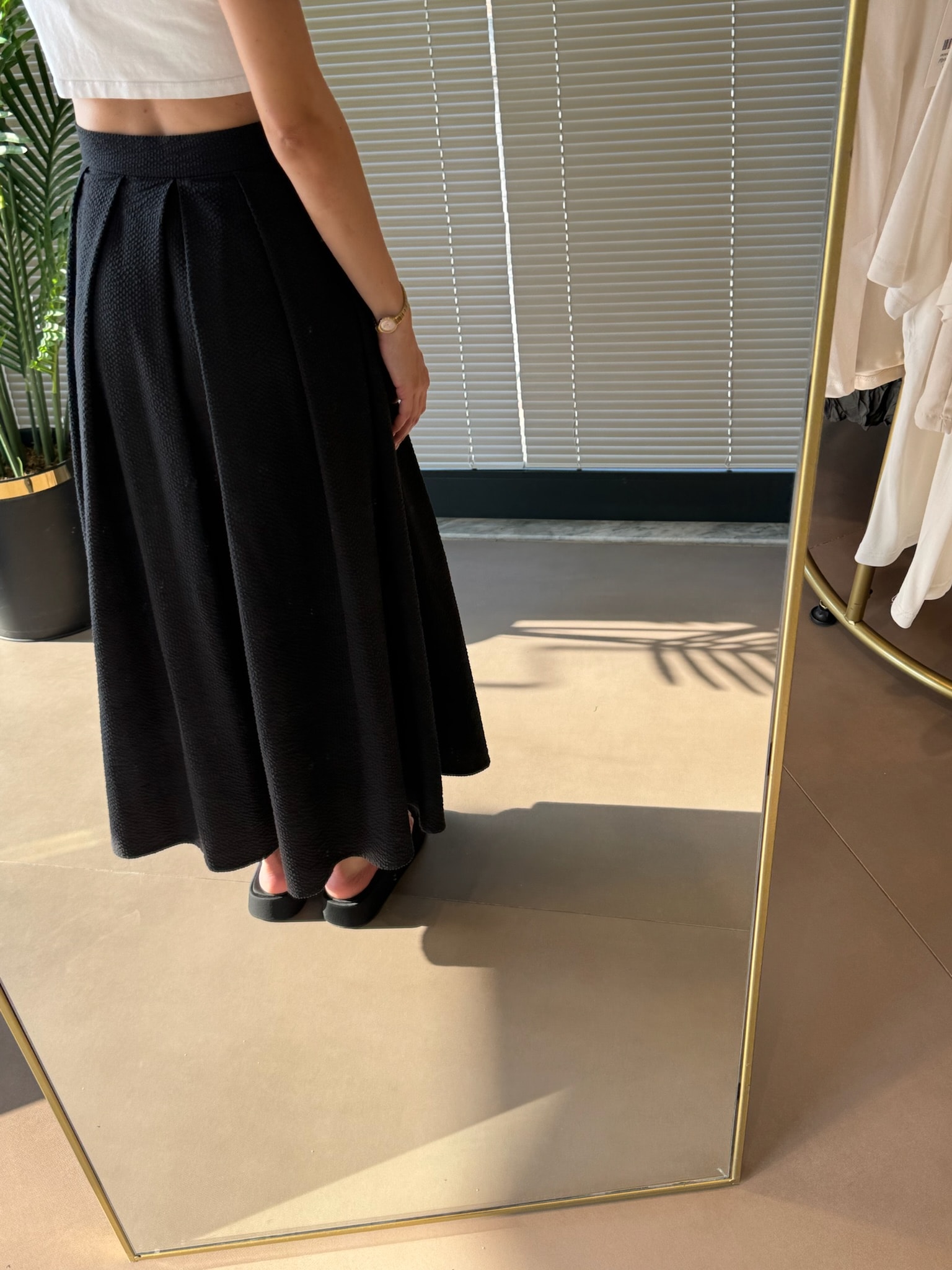 Geniş Pile Etek-Siyah