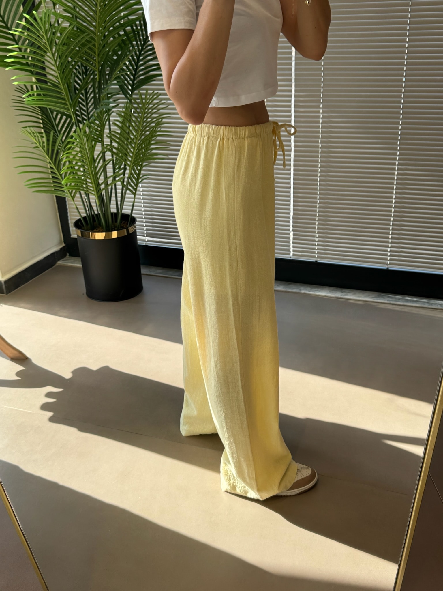 Keten Pantolon-Butter Yellow