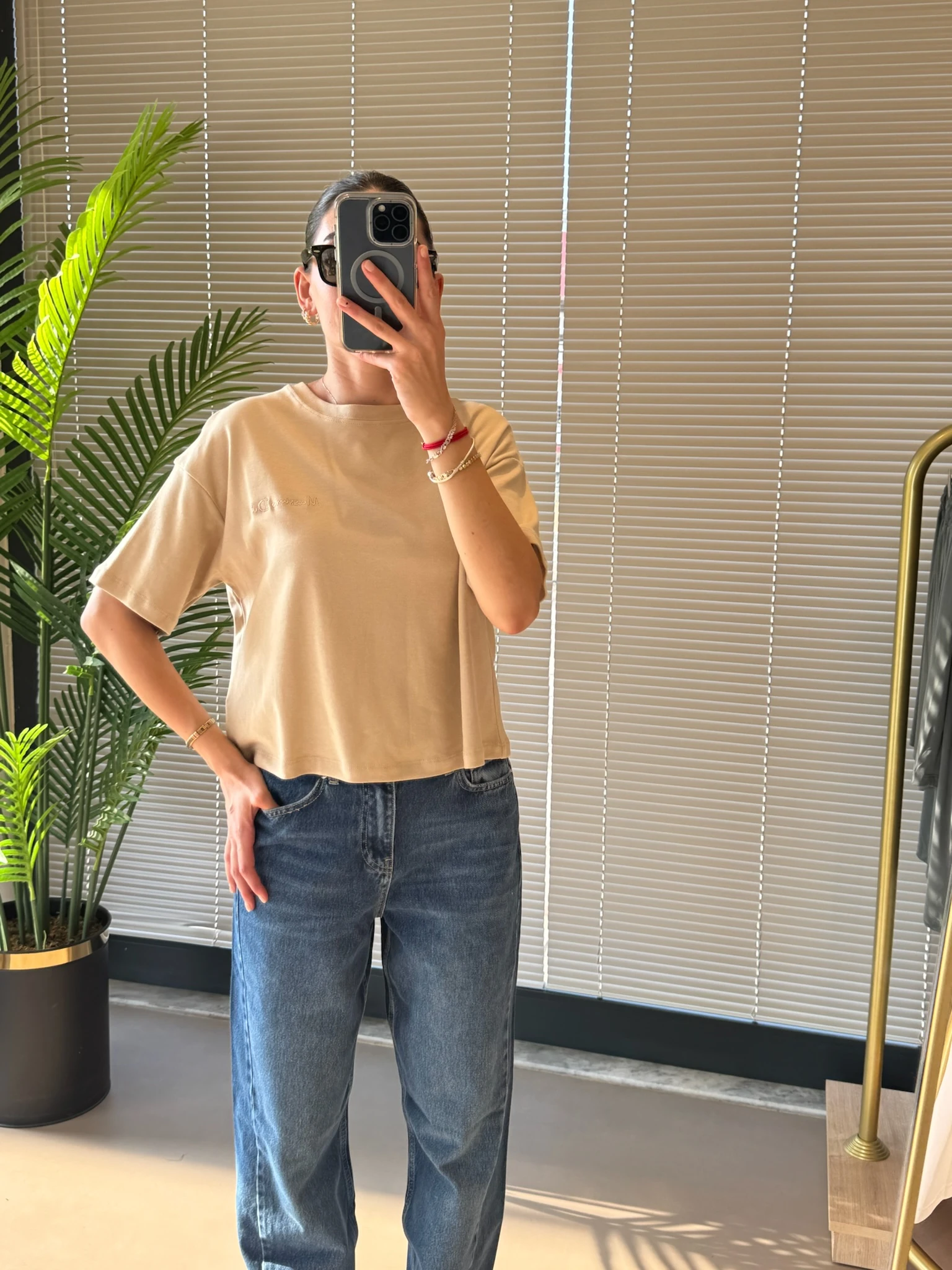 Massi Pamuk İnterlok Kumaş Tshirt-Bej