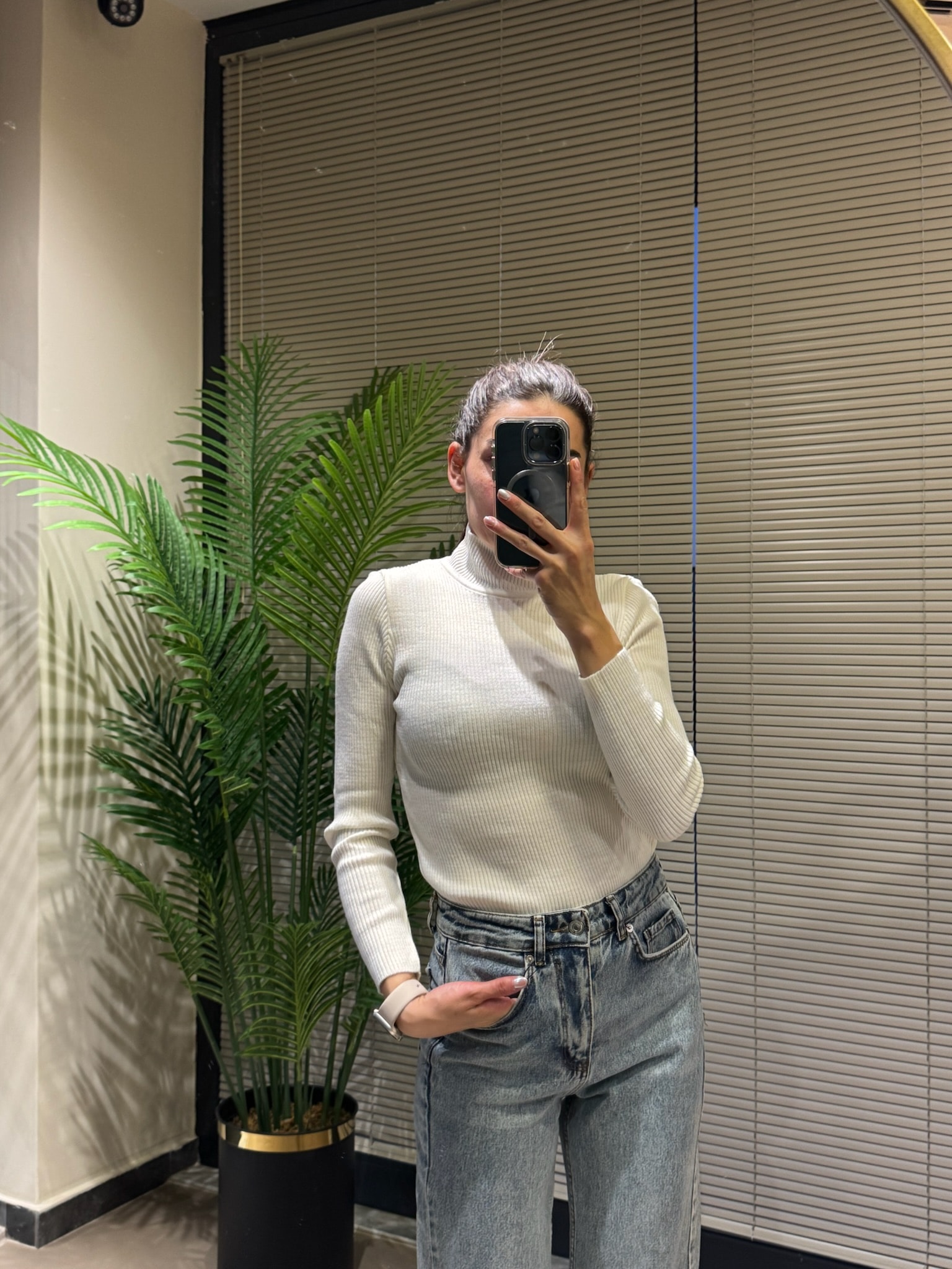 Basıc Balıkçı Fitilli Triko - Ekru