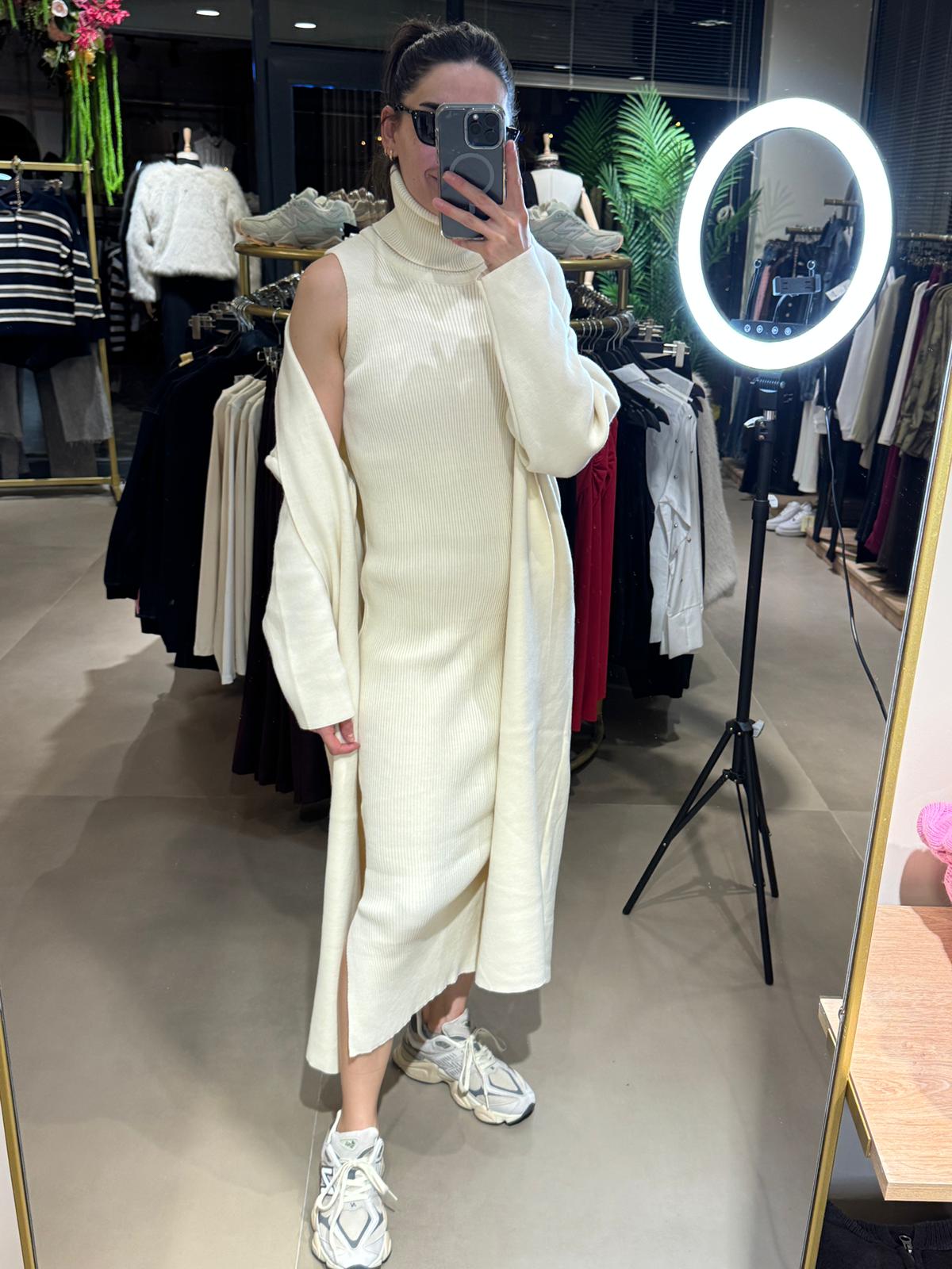 Elbise Hırka Takım Çelik triko - Ekru