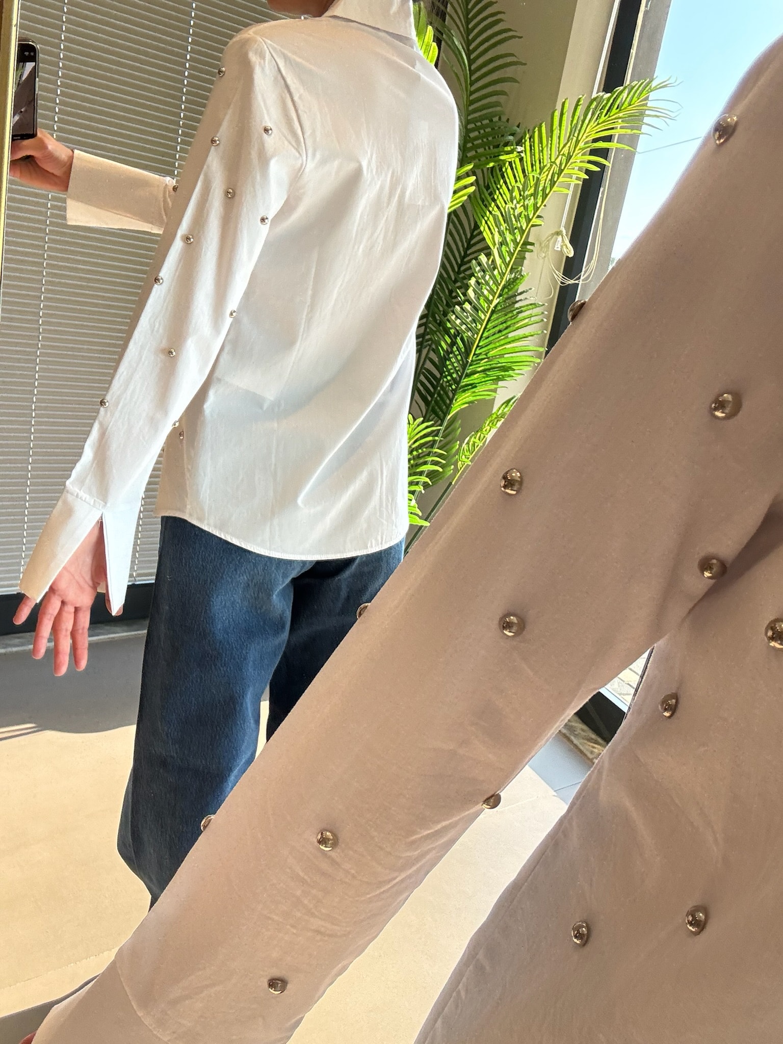 Droplu Gömlek-Beyaz