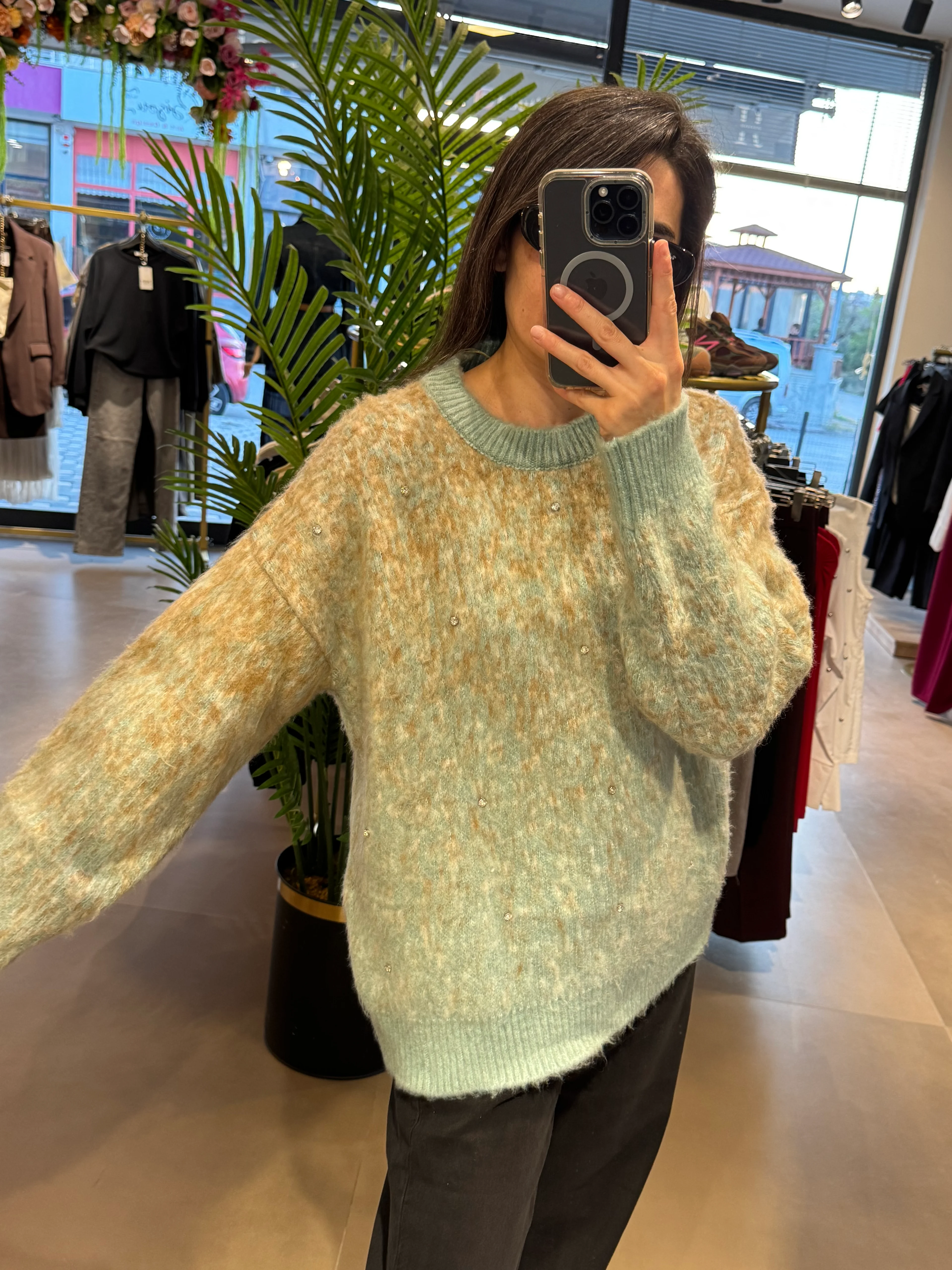 Orijinal Marka Yün Taş Detaylı Kazak pkyl