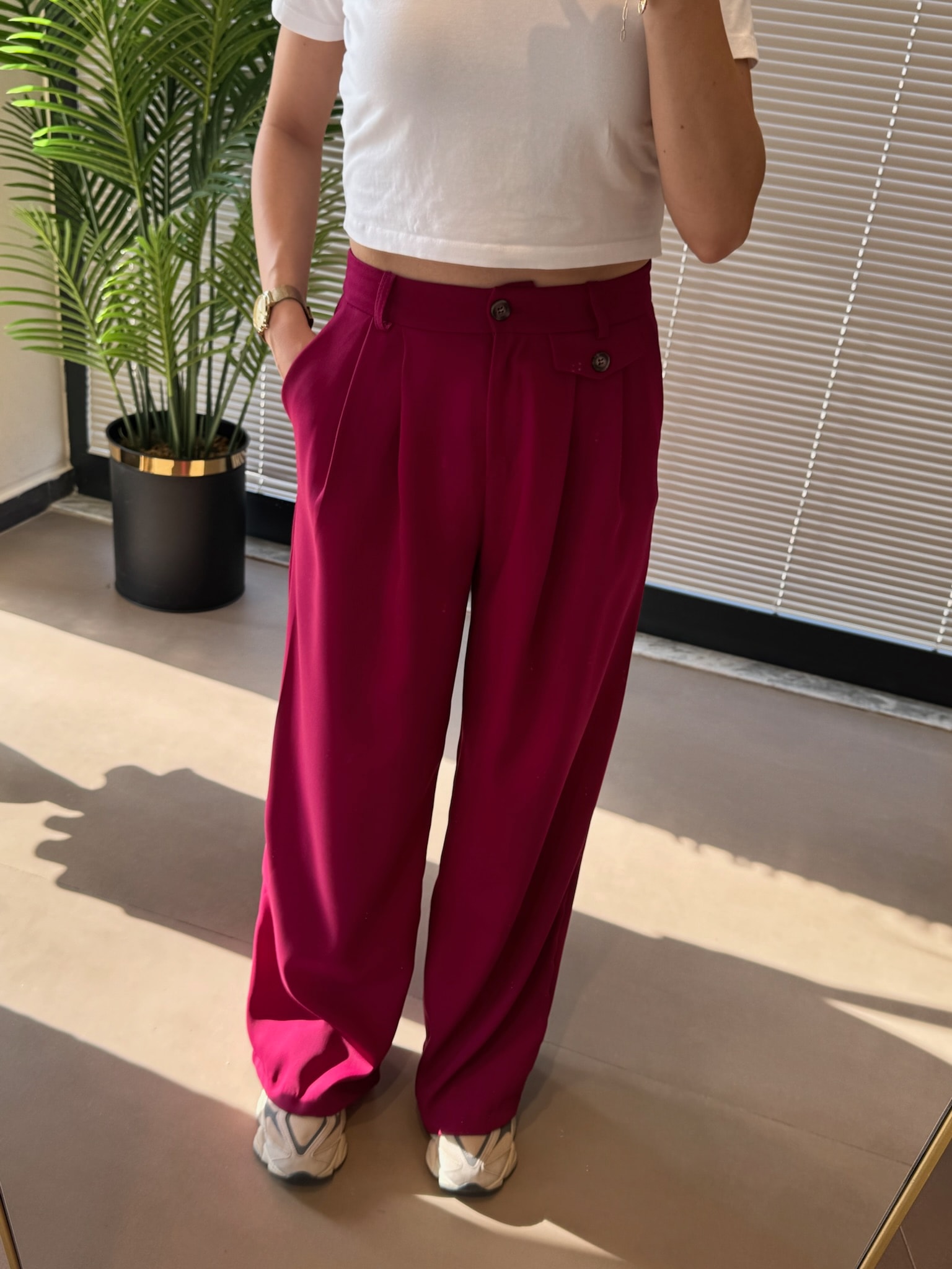 Pileli Palazzo Pantolon-Vişne