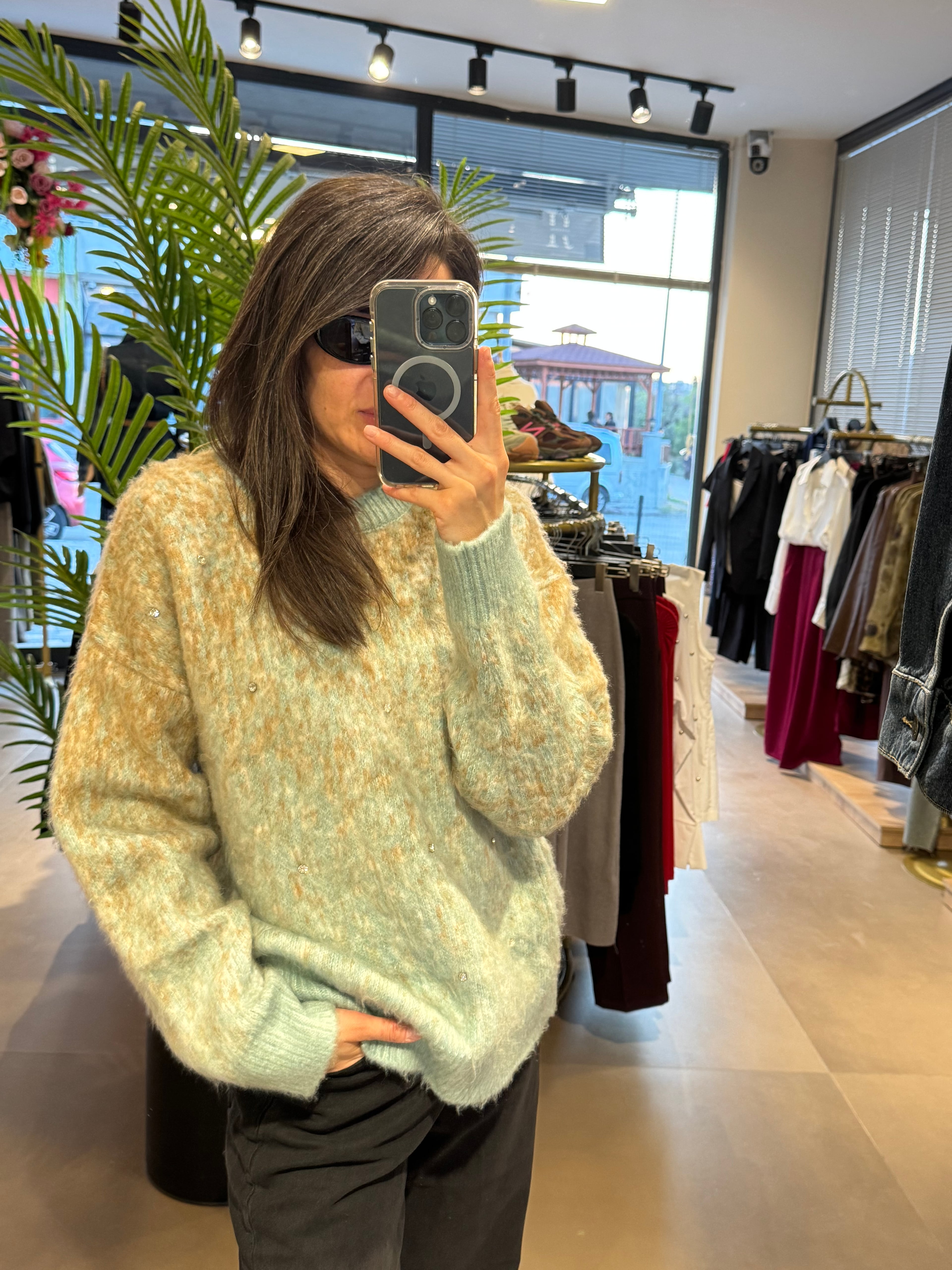 Orijinal Marka Yün Taş Detaylı Kazak pkyl