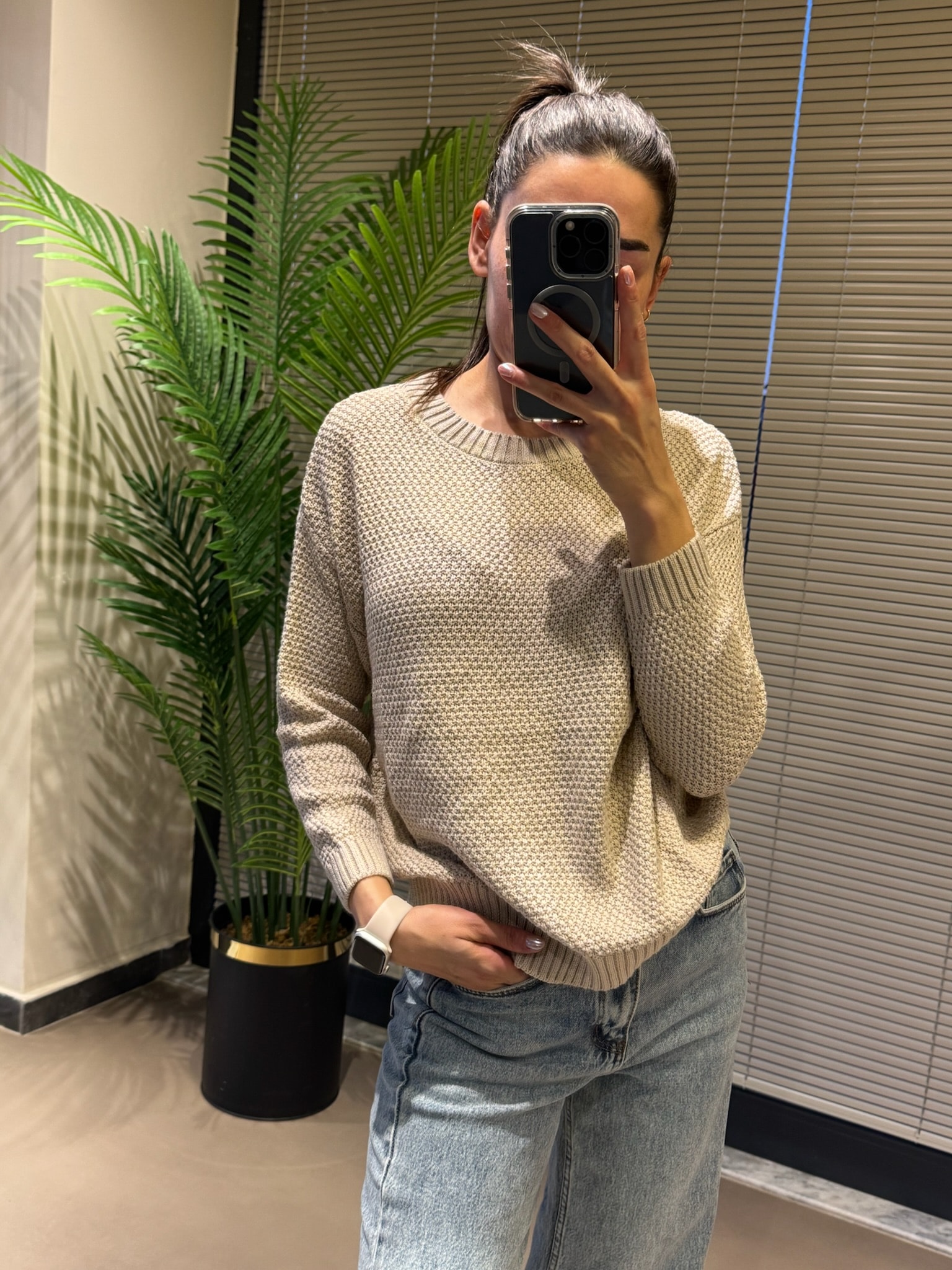 Orijinal Ürün Pamuklu Kazak - Koyu Krem