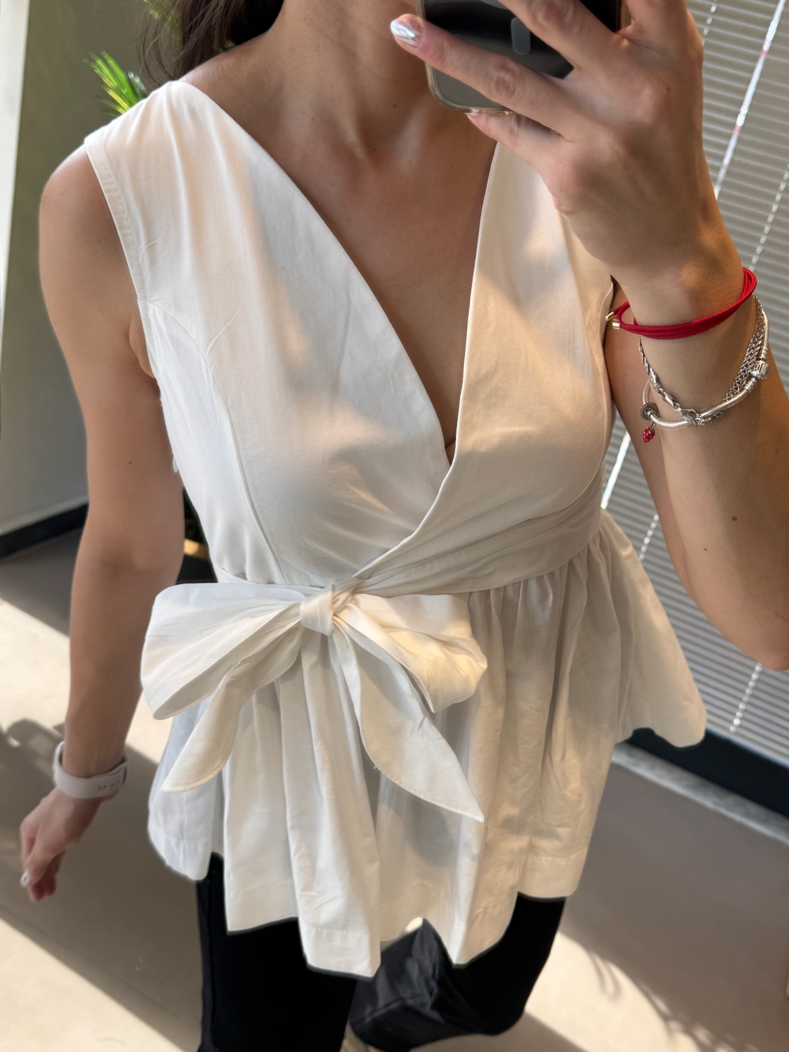 Önden Bağlamalı Üst-Beyaz