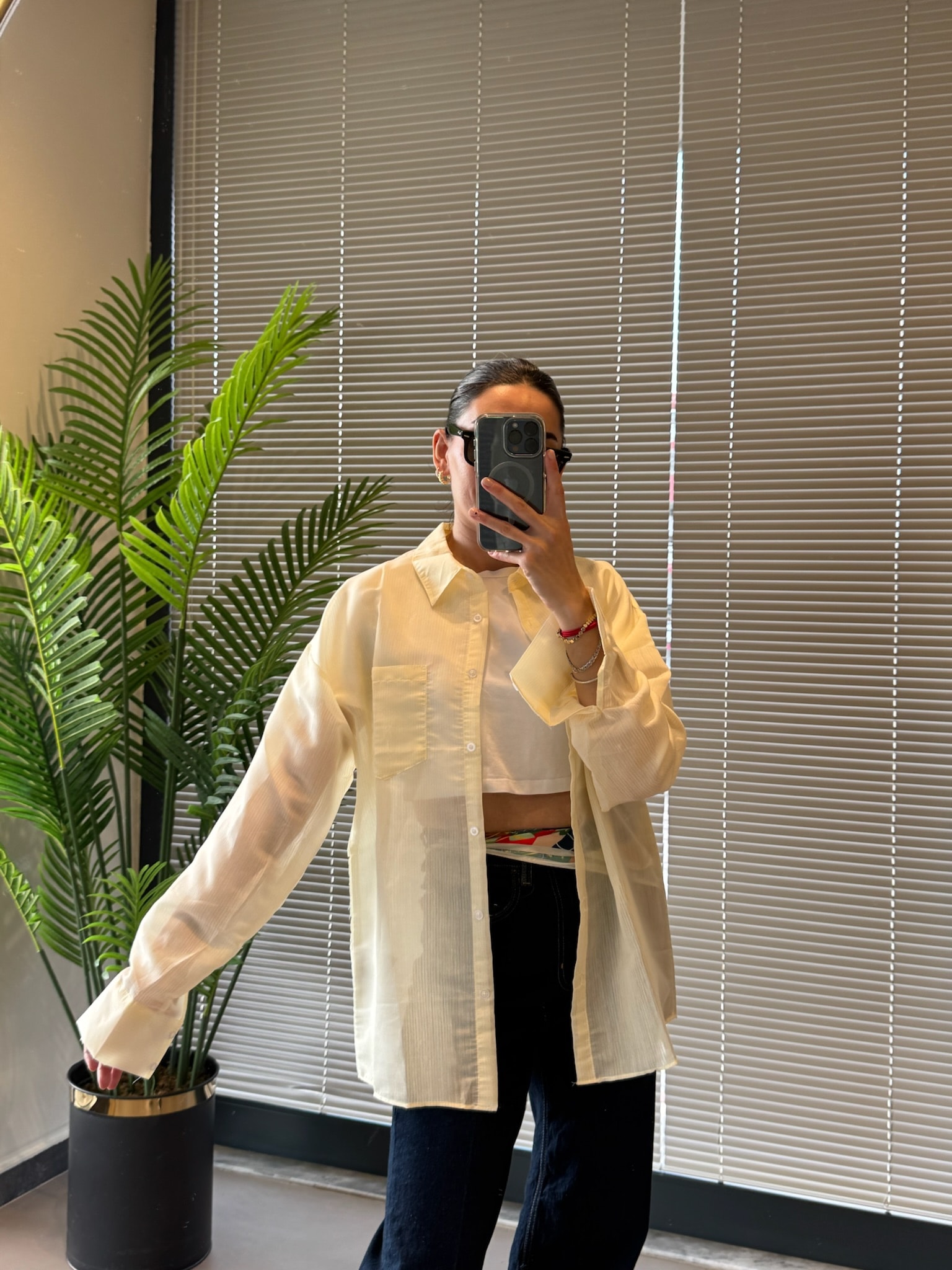 Orijinal Marka Transparan Gömlek-Butter Yellow