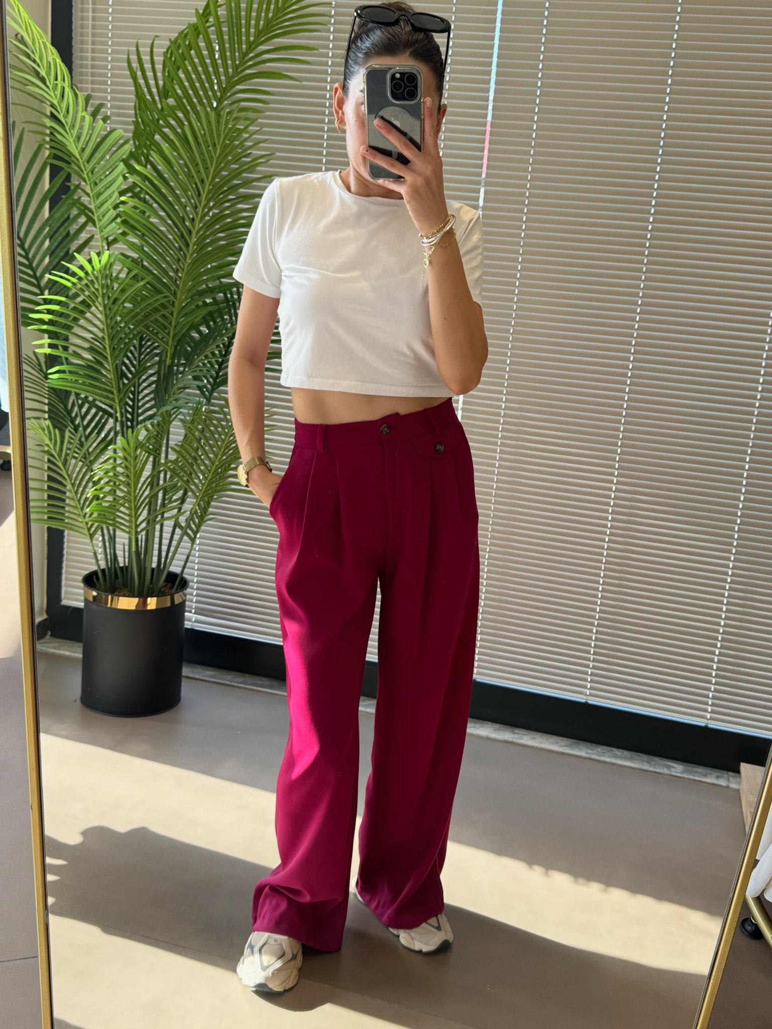 Pileli Palazzo Pantolon-Vişne