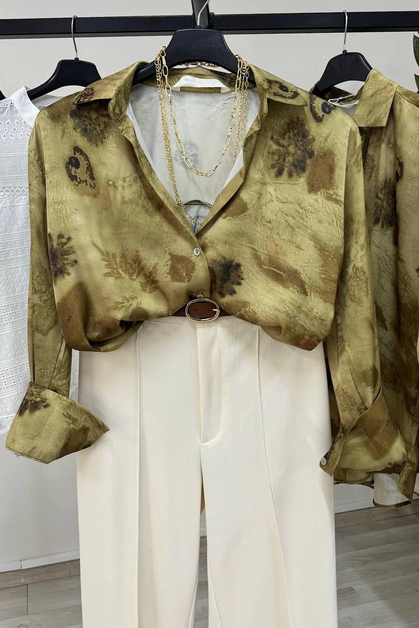 Basıc Saten Gömlek-Haki