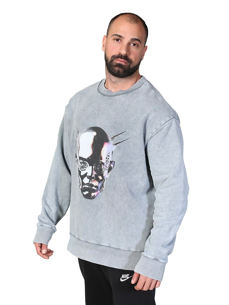 CHOROME DEMON Oversize Sweatshirt %100 Pamuk Dijital Baskılı