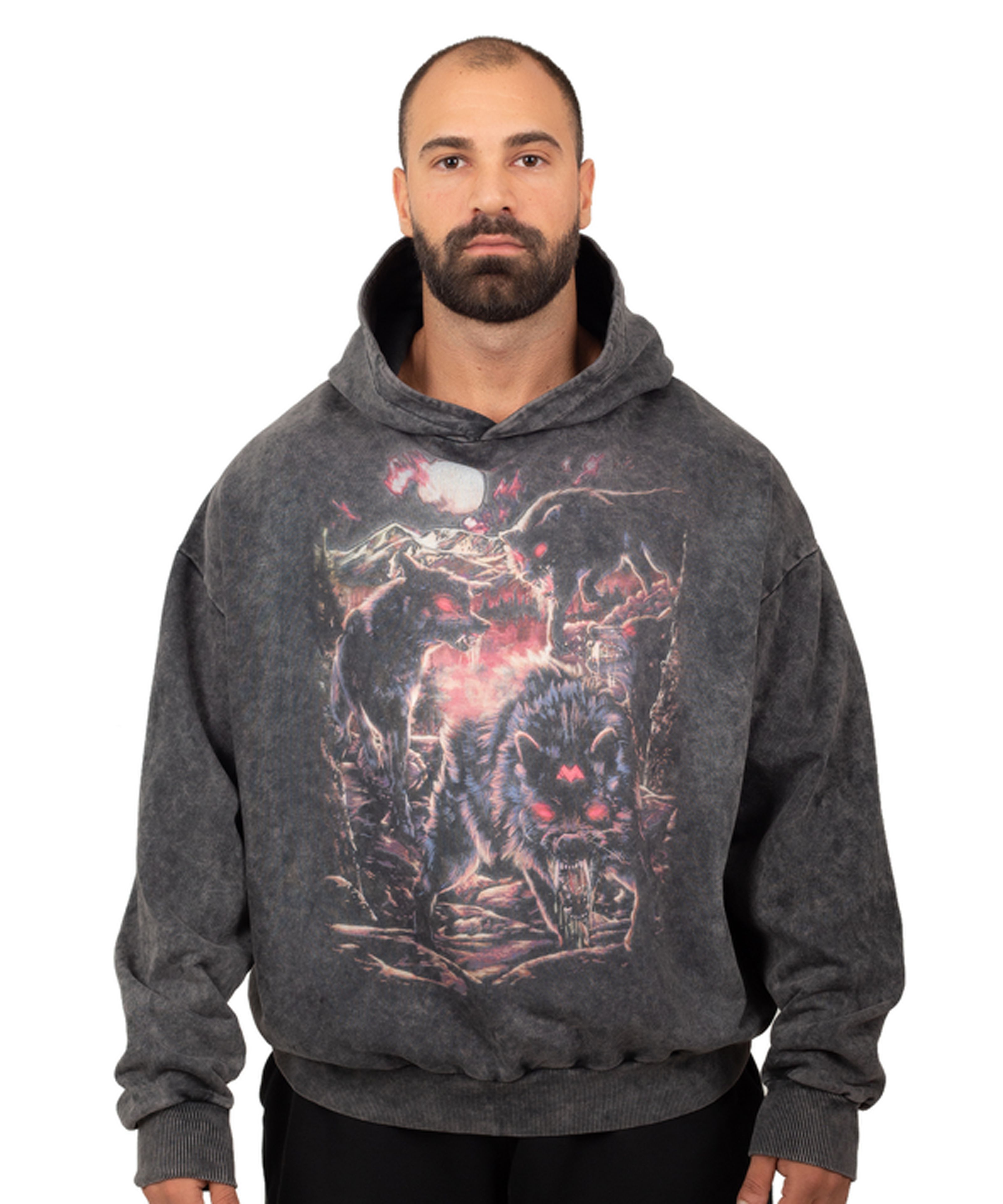 BLACK WOLF Oversize Sweatshirt %100 Pamuk Dijital Baskılı