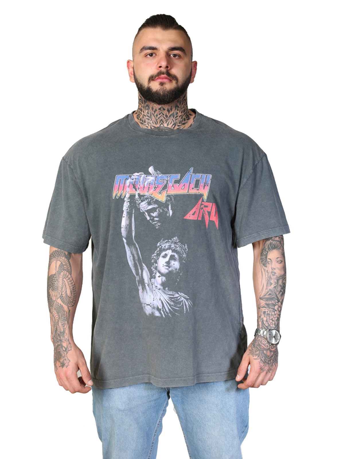 HEAD STATUE Oversize T-Shirt %100 Pamuk Dijital Baskılı