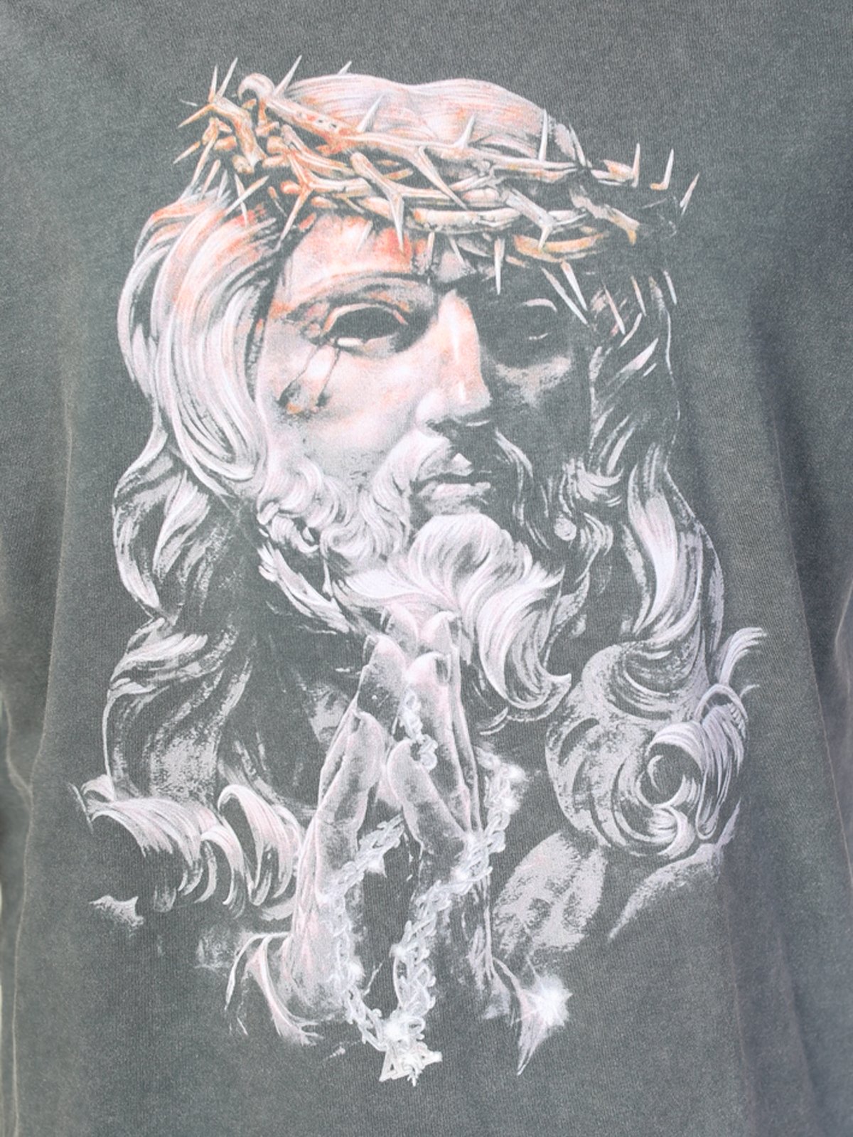 JESUS STATUE Oversize T-Shirt %100 Pamuk Dijital Baskılı