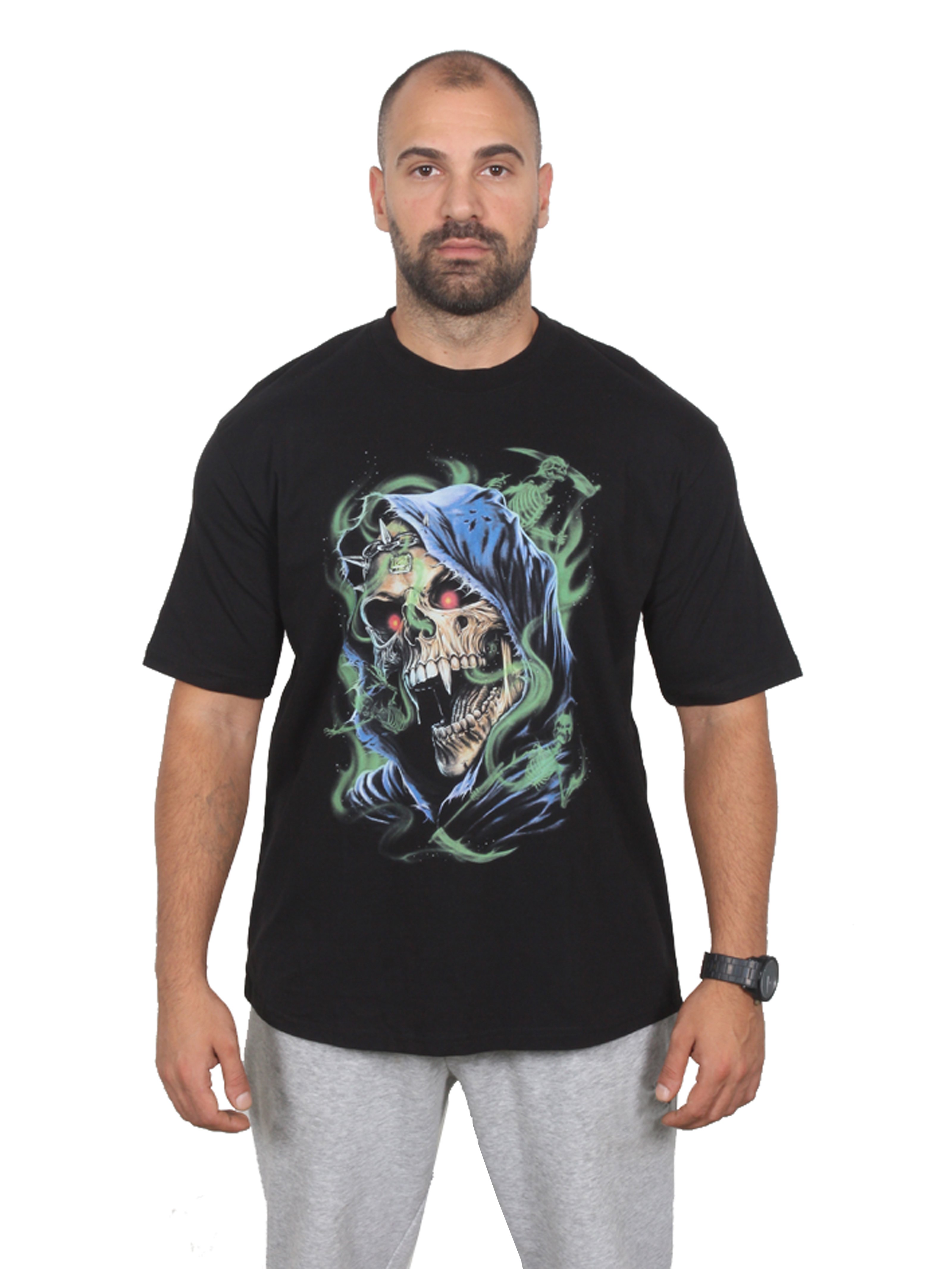 GHOST SKULL Oversize T-Shirt %100 Pamuk Dijital Baskılı