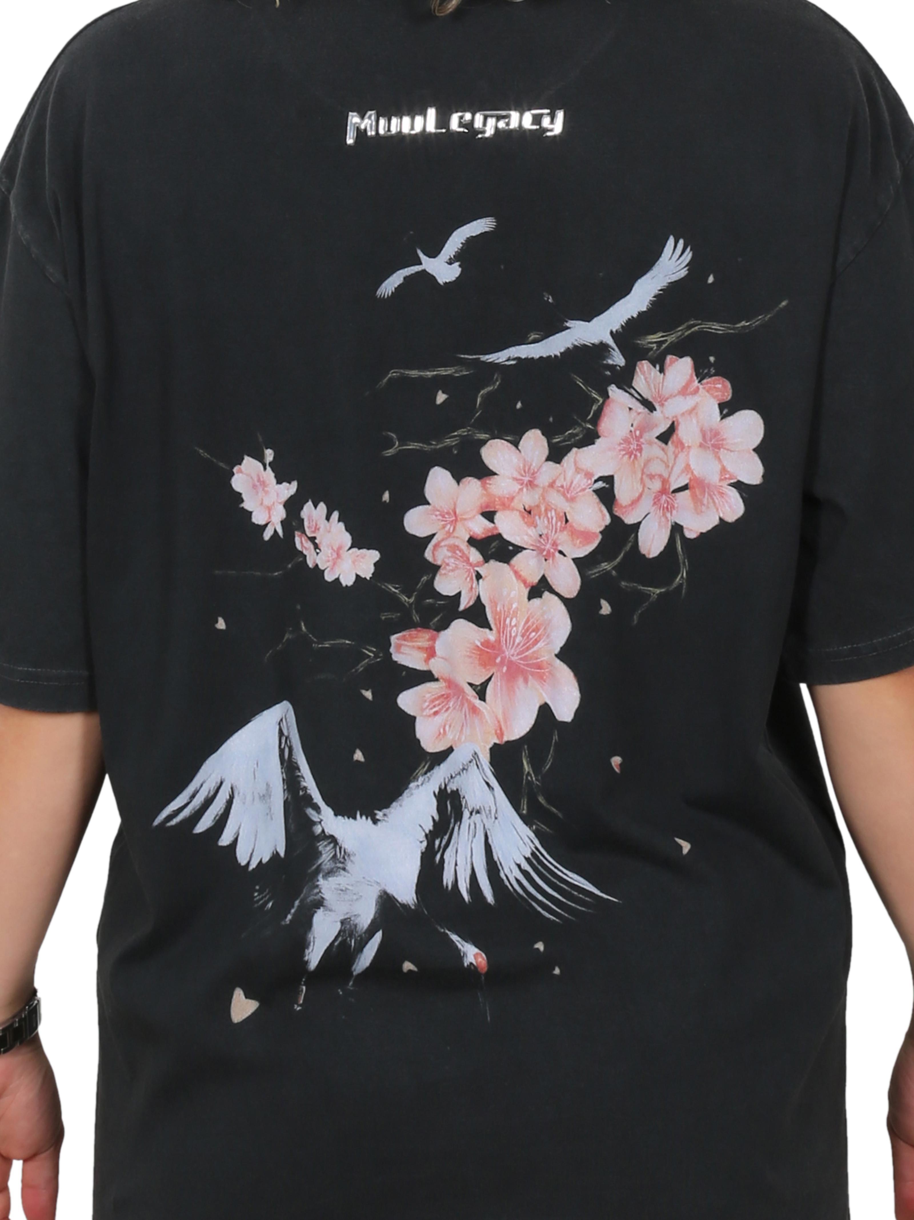 FLOWER WORLD Oversize T-Shirt %100 Pamuk Dijital Baskılı