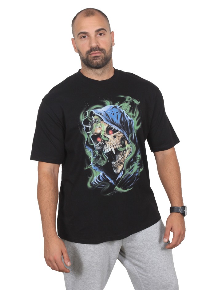 GHOST SKULL Oversize T-Shirt %100 Pamuk Dijital Baskılı