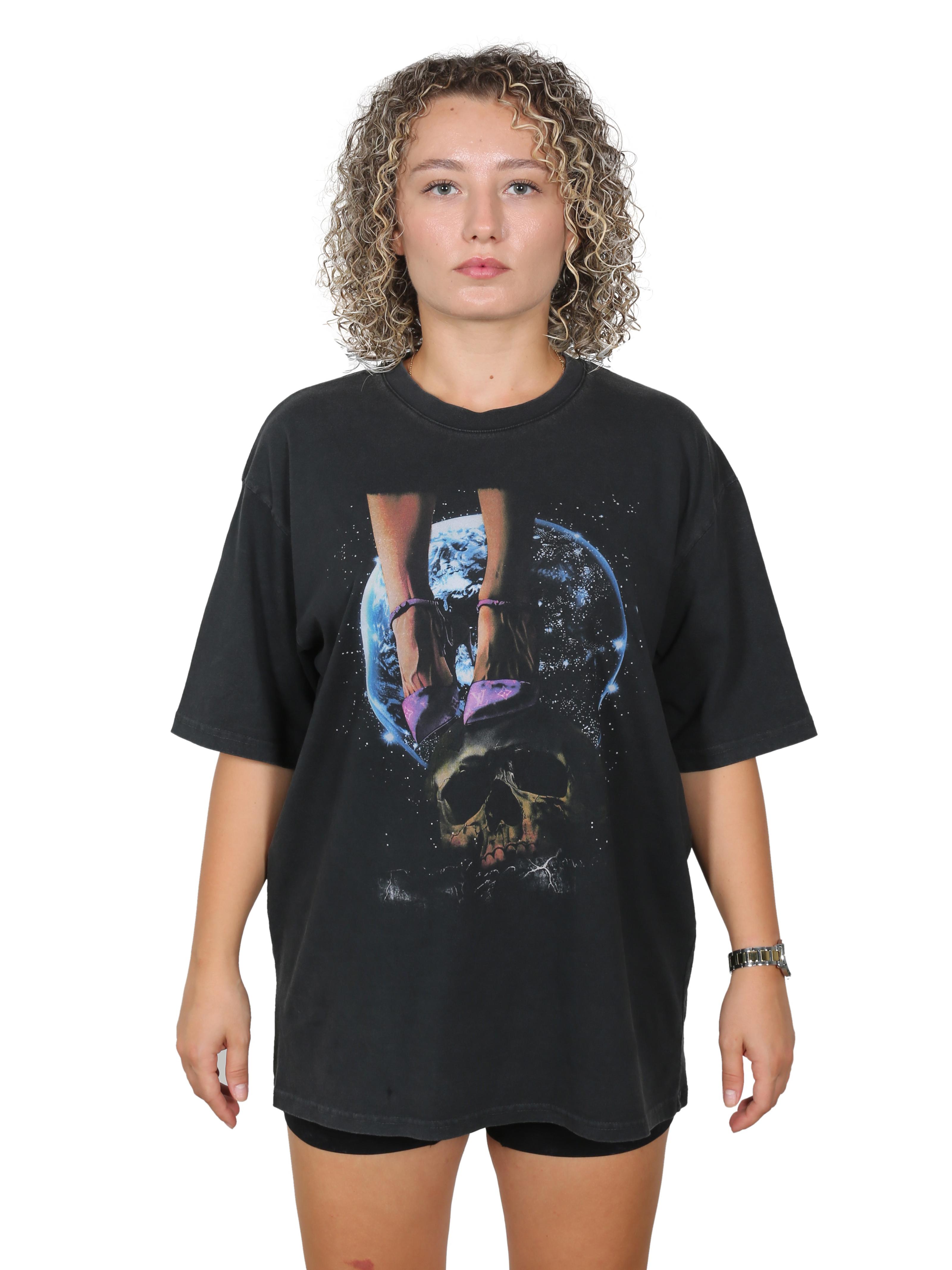 LOUIS V. SKULL Oversize T-Shirt %100 Pamuk Dijital Baskılı 