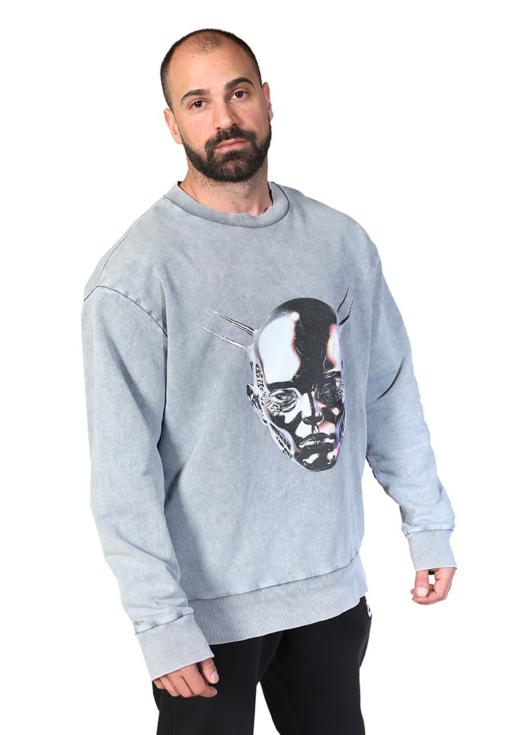 CHOROME DEMON Oversize Sweatshirt %100 Pamuk Dijital Baskılı