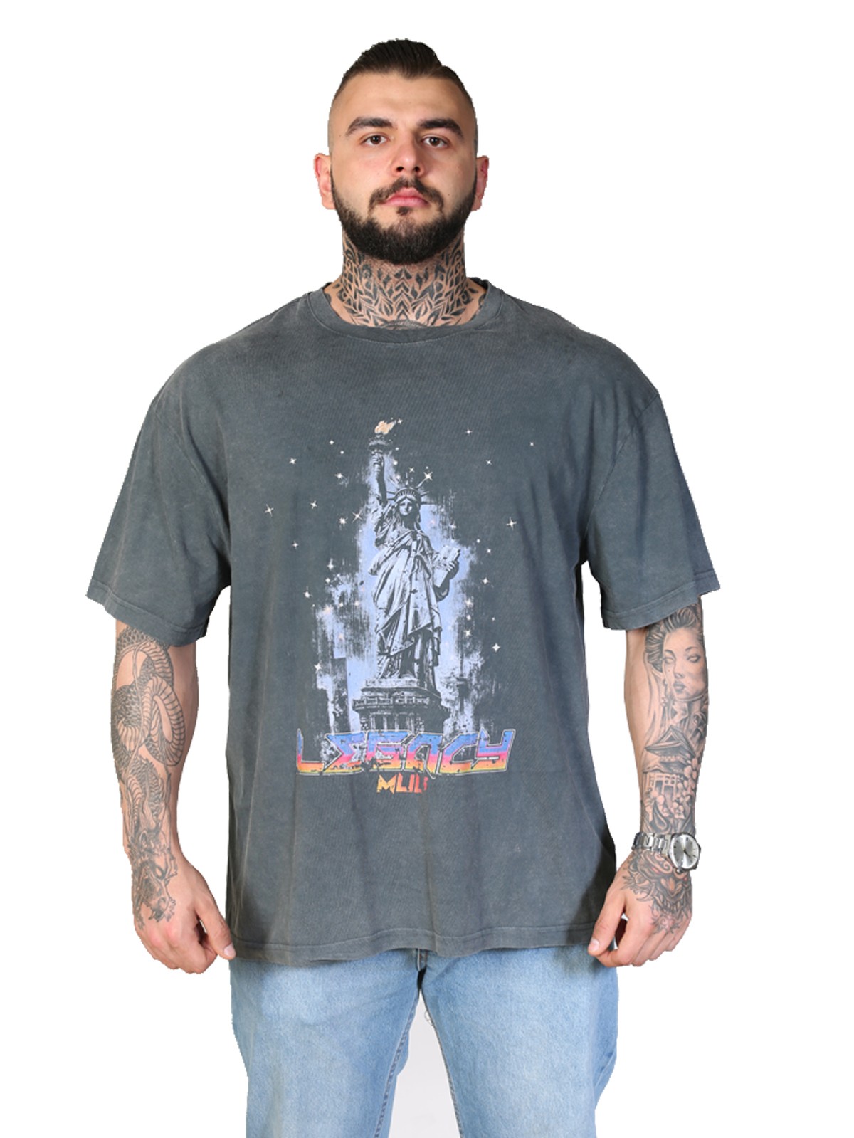  STATUE OF LIBERTY Oversize T-Shirt %100 Pamuk Dijital Baskılı