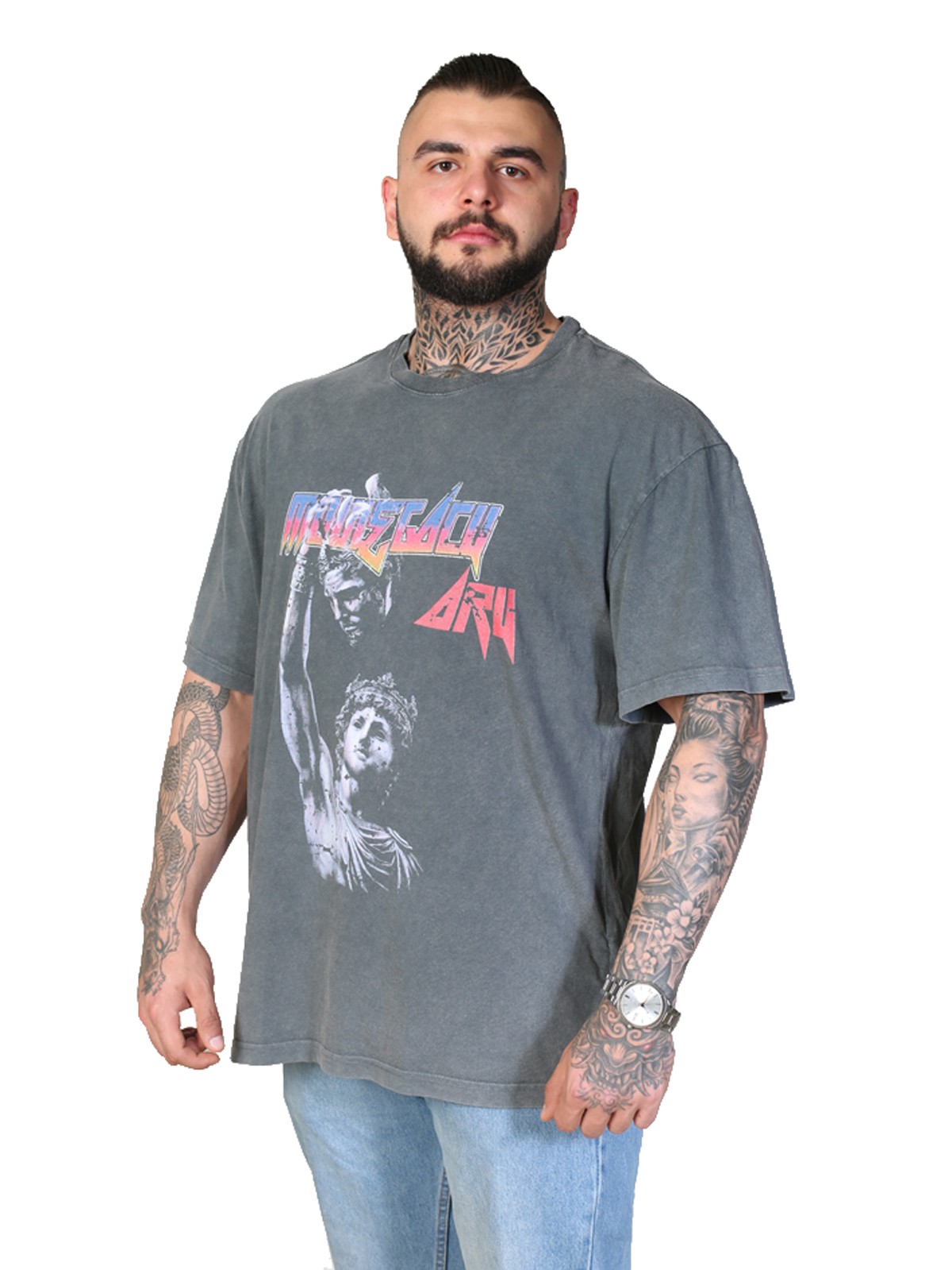 HEAD STATUE Oversize T-Shirt %100 Pamuk Dijital Baskılı