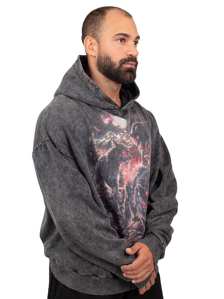 BLACK WOLF Oversize Sweatshirt %100 Pamuk Dijital Baskılı