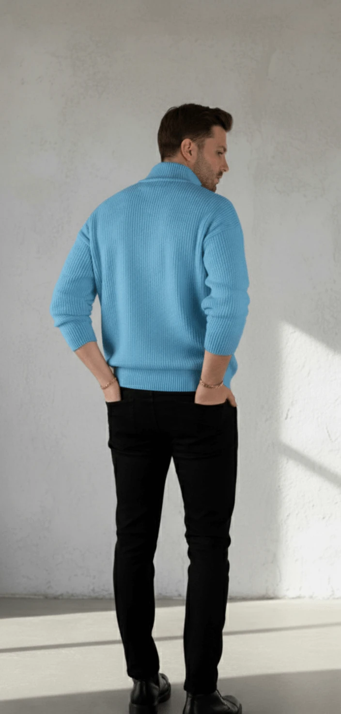 Yarım Fermuarlı Selanik Örme Kazak