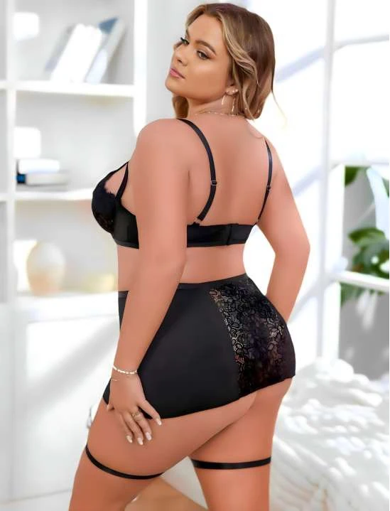 Siyah Dantelli Jartiyerli Şık Lingerie Takımı