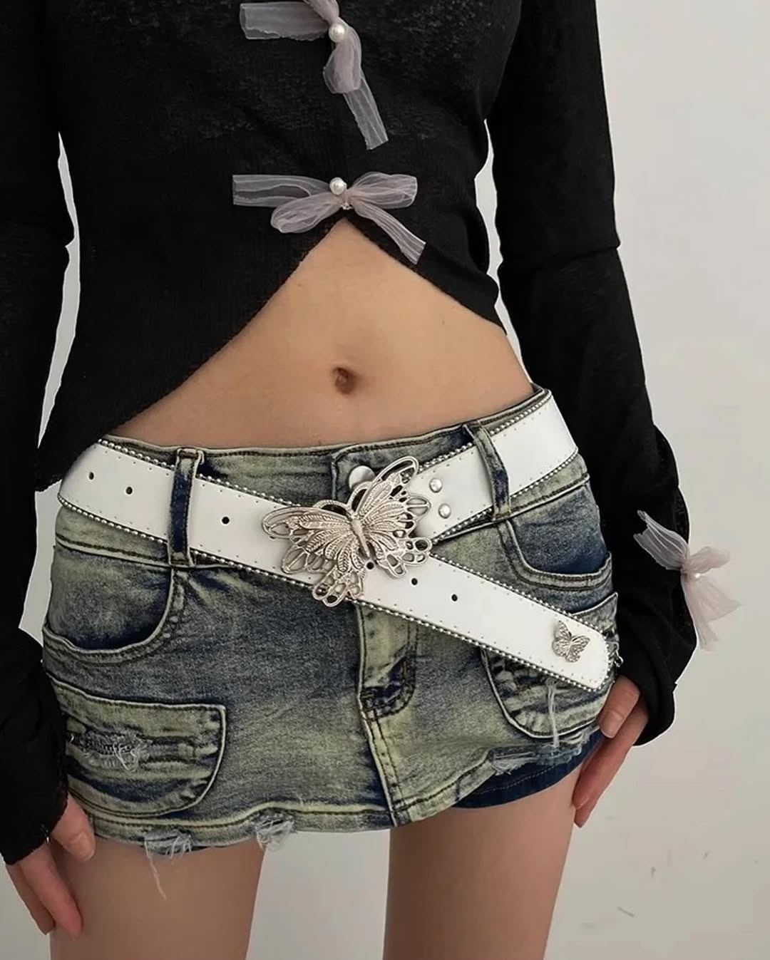 White butterfly belt