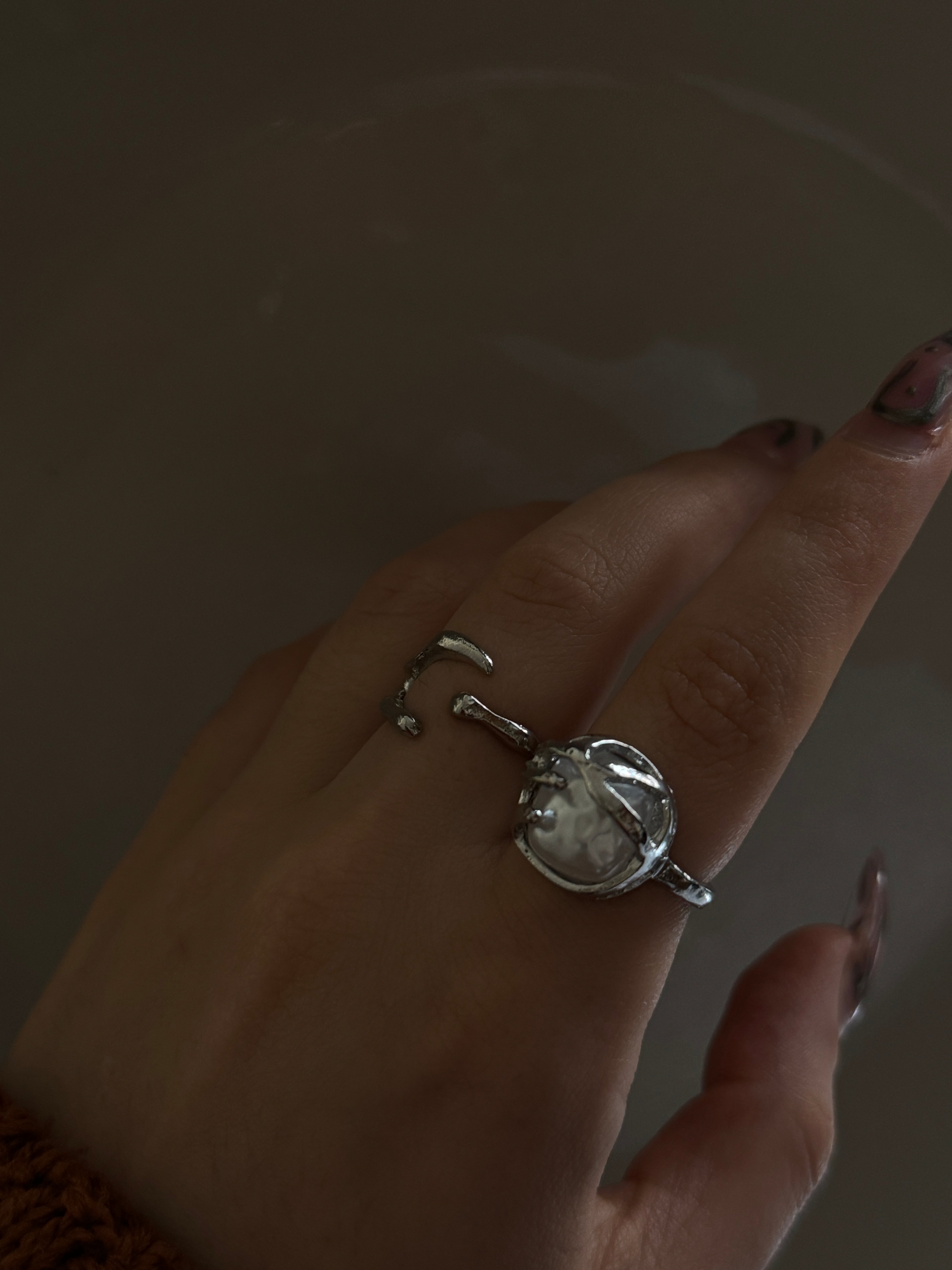 Big pearl ring set 