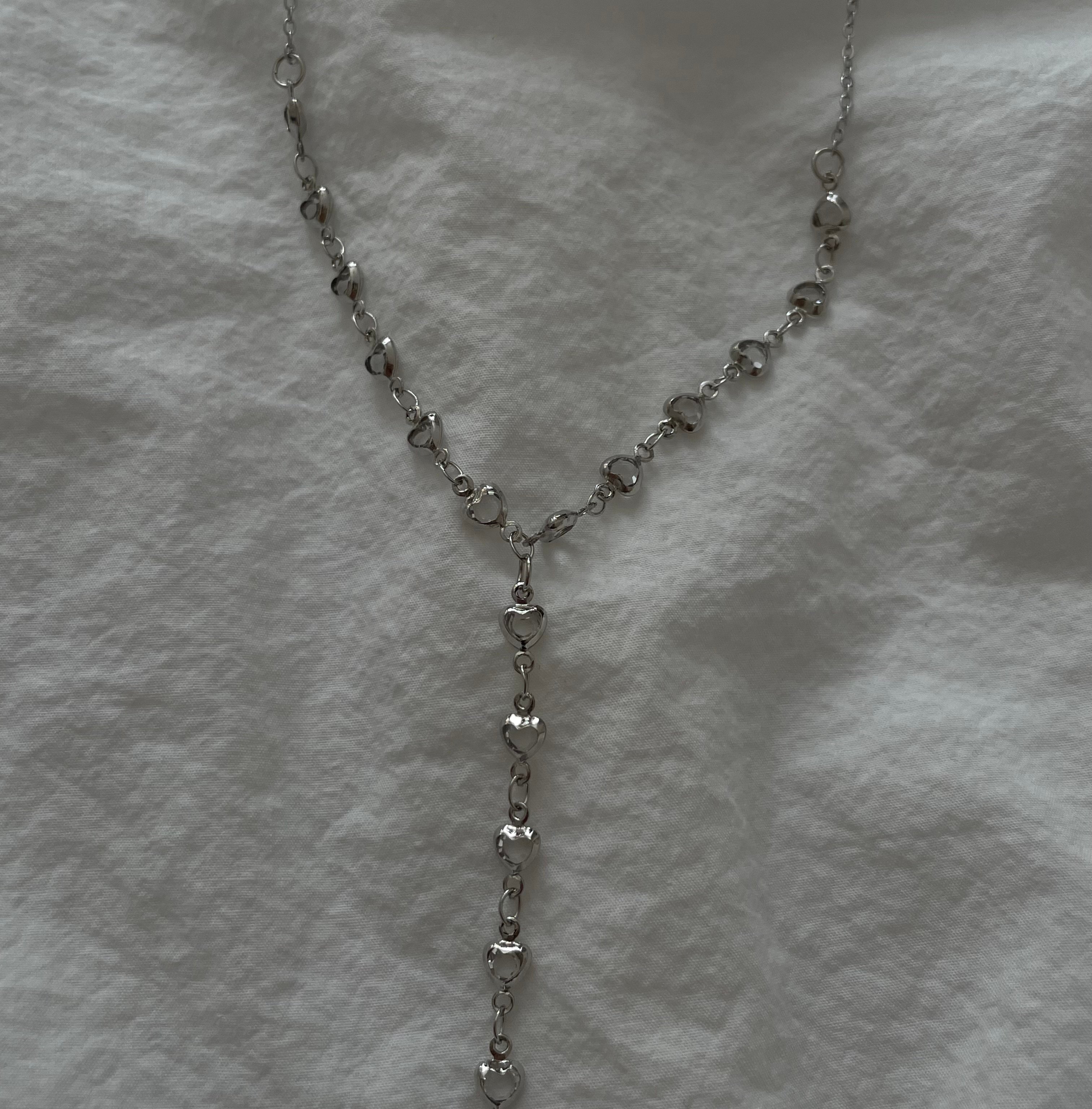 Silver tiny kalp Y kolye