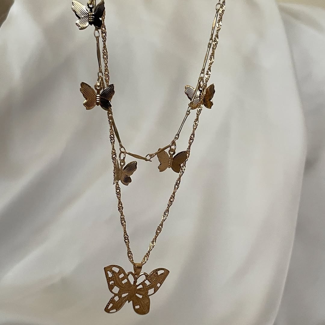 Gold butterfly necklace