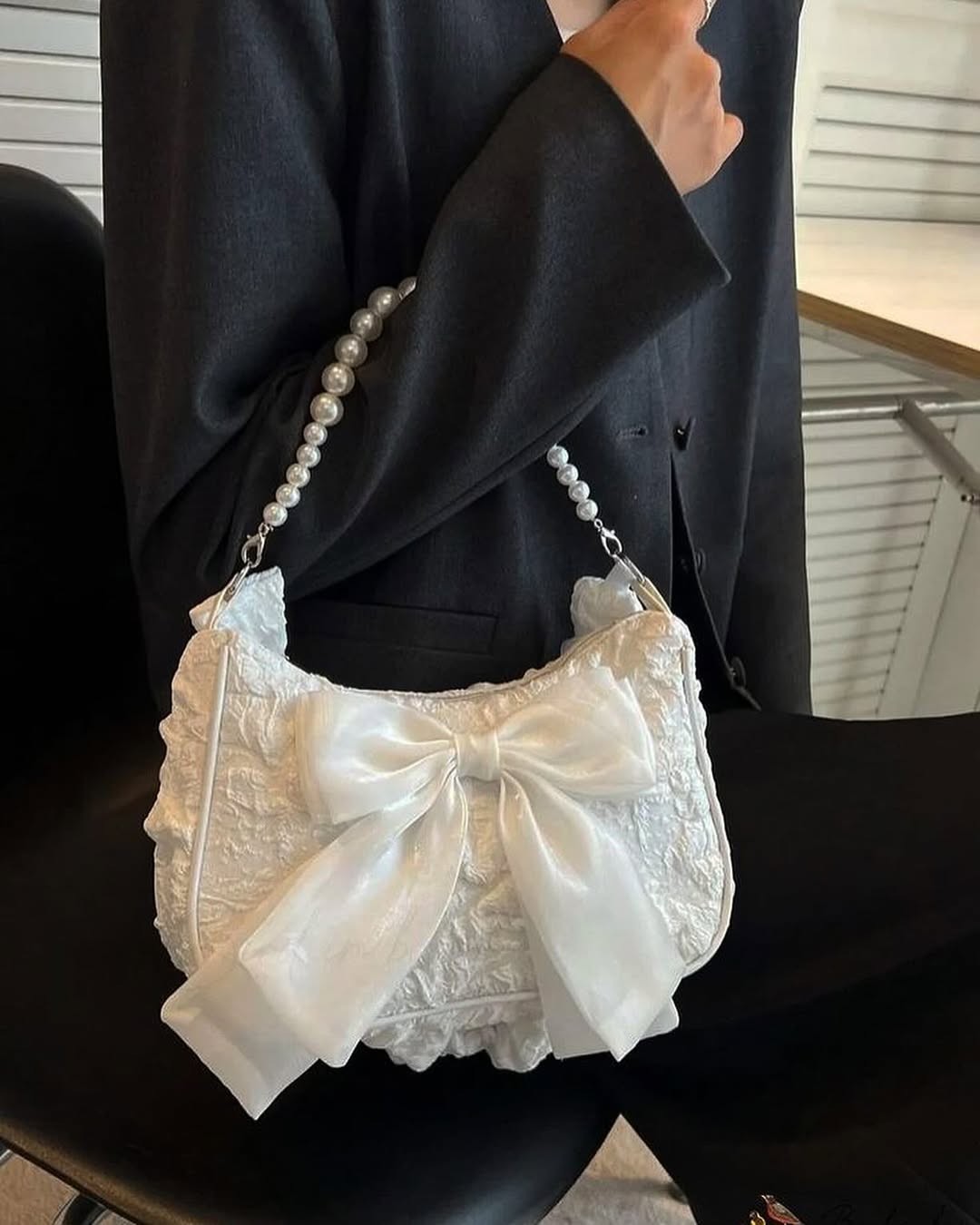 White coquette bag