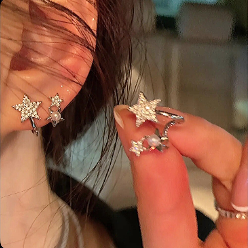 Stone star earring(iğneli)