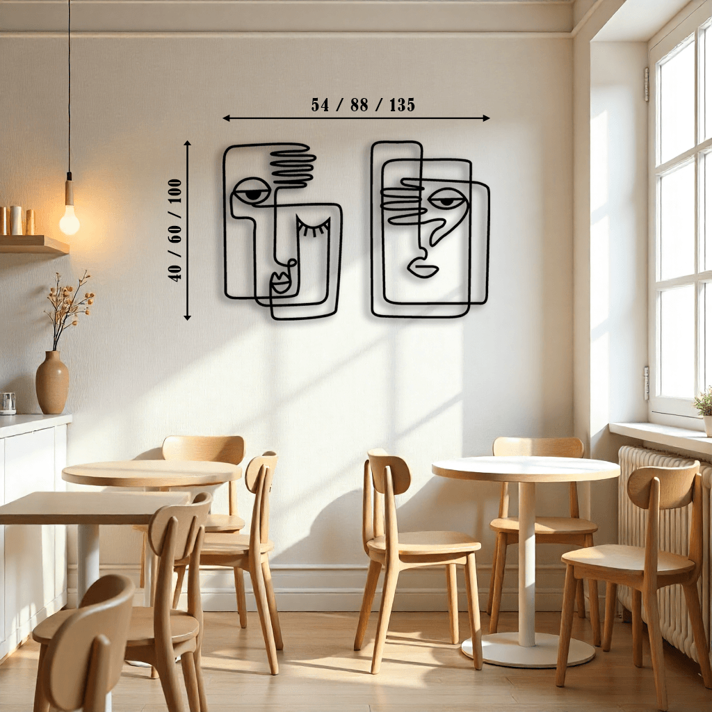 Picasso Line Art Duvar Dekoratif Metal Tablo