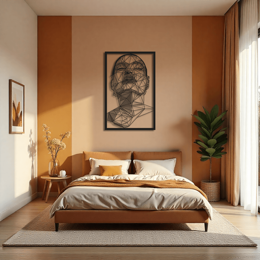 Dekoratif Kadın Yüzü Metal Duvar Tablosu - Dekor 