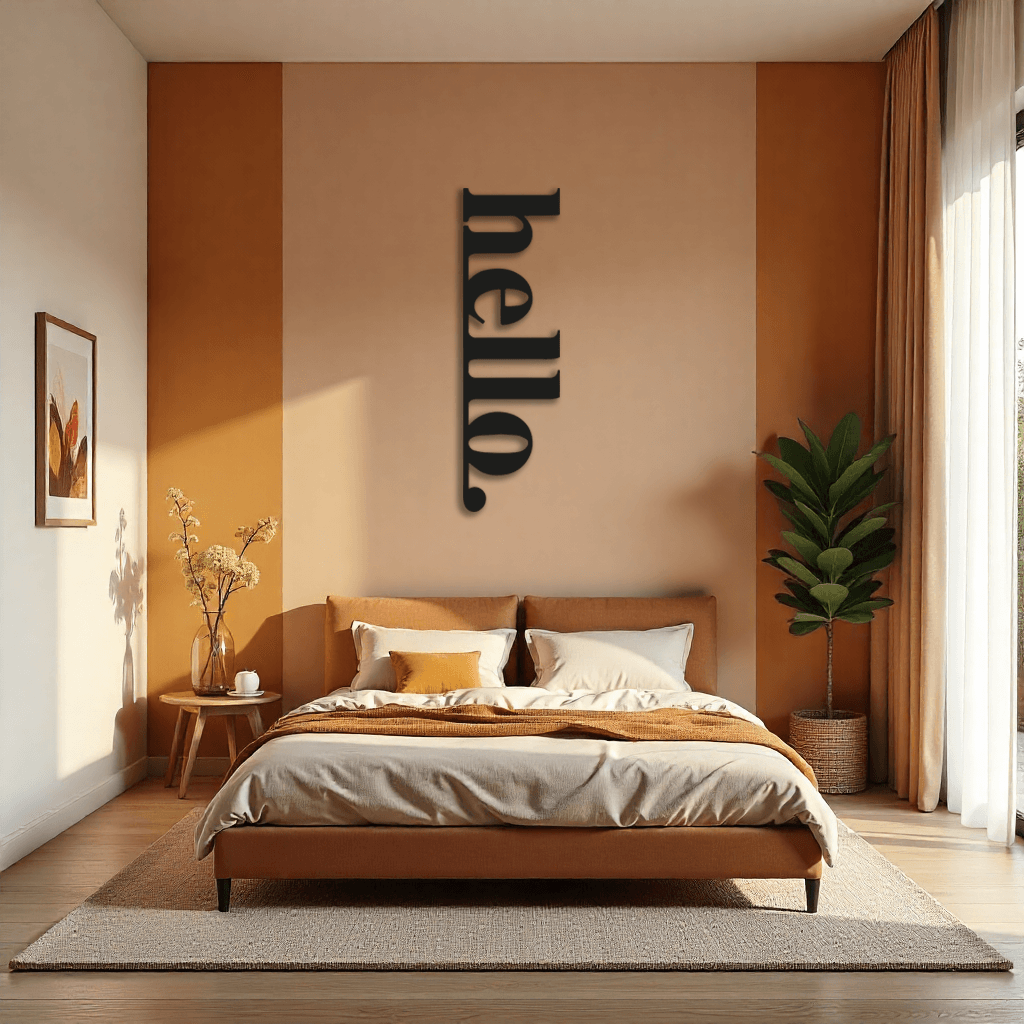 Dekoratif Hello Yazılı Metal Tablo - Duvar Dekoratif