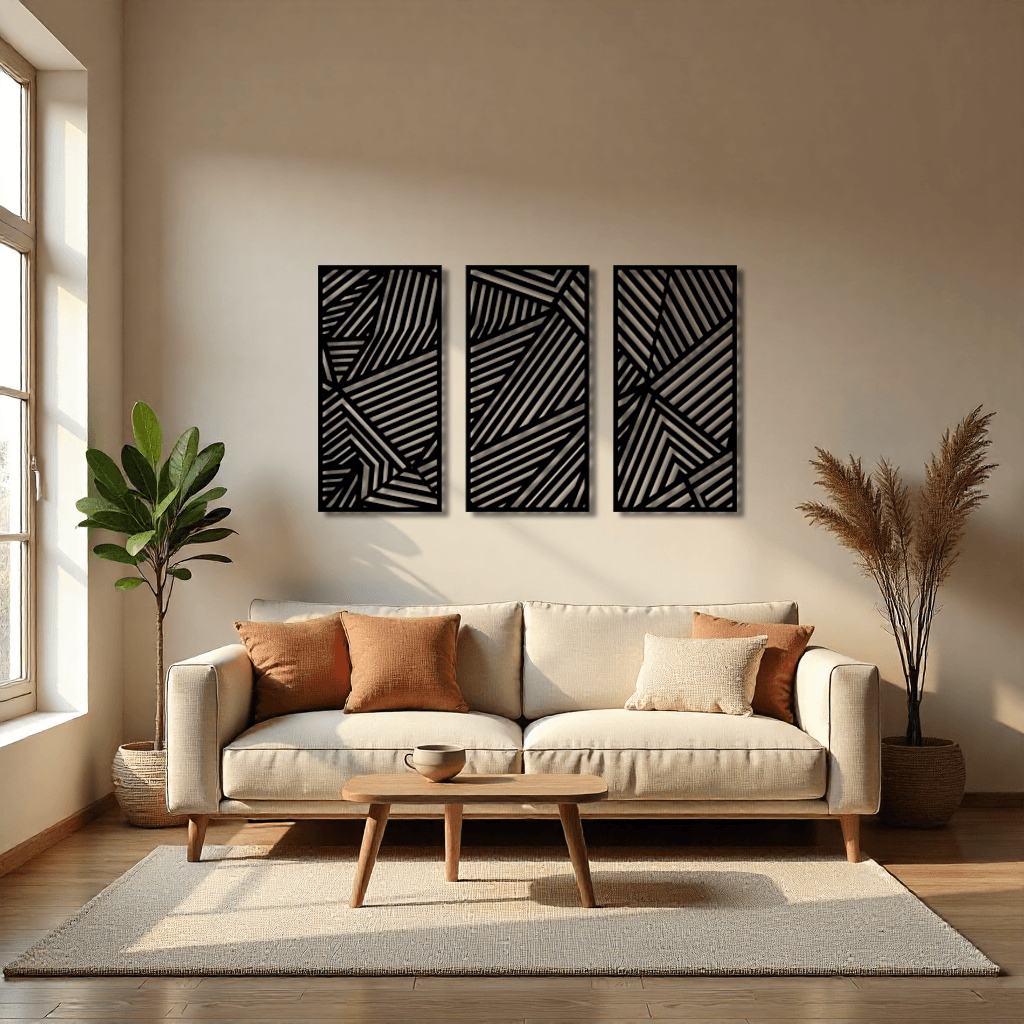 Dekoratif 3 Parça Minimal Metal Duvar Tablosu