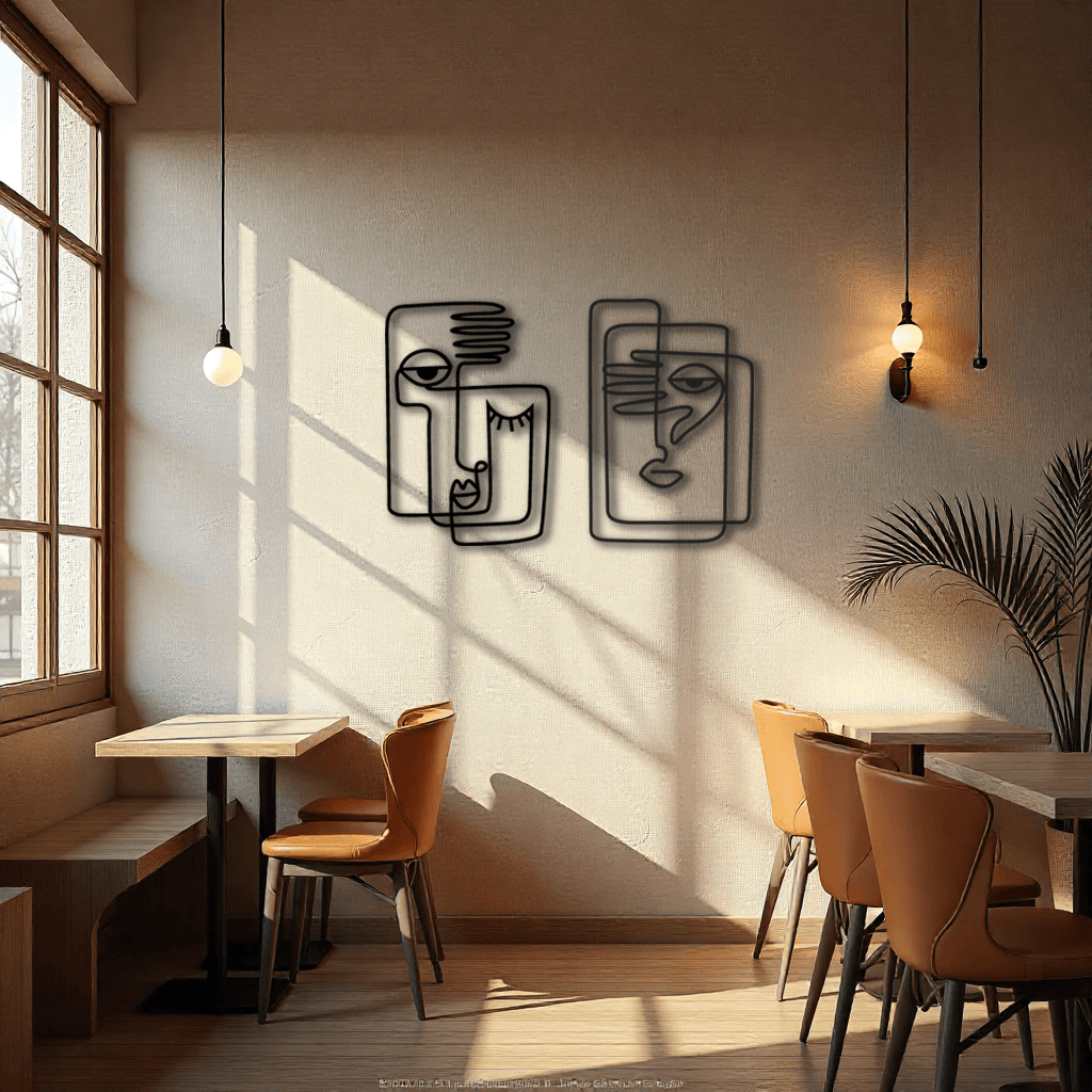 Picasso Line Art Duvar Dekoratif Metal Tablo
