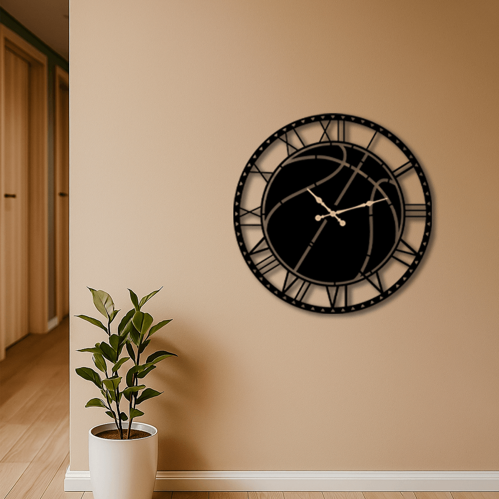 Şık Metal Duvar Saati | Basketbol Topu Dekoru