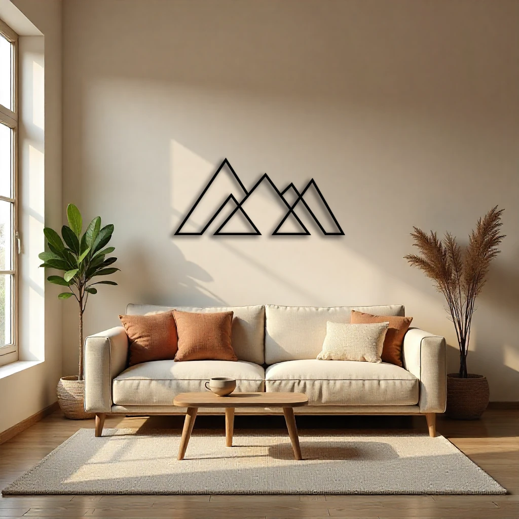 Dekoratif Çizgisel Dağ Metal Duvar Tablosu