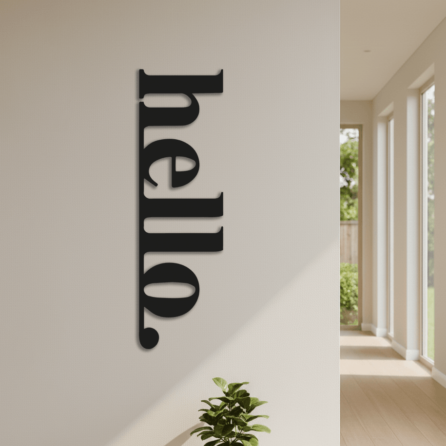 Dekoratif Hello Yazılı Metal Tablo - Duvar Dekoratif