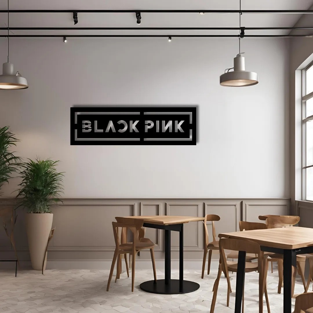 Duvar Dekoru Hediyelik Black Pink Logo Metal Duvar Tablosu Sanat