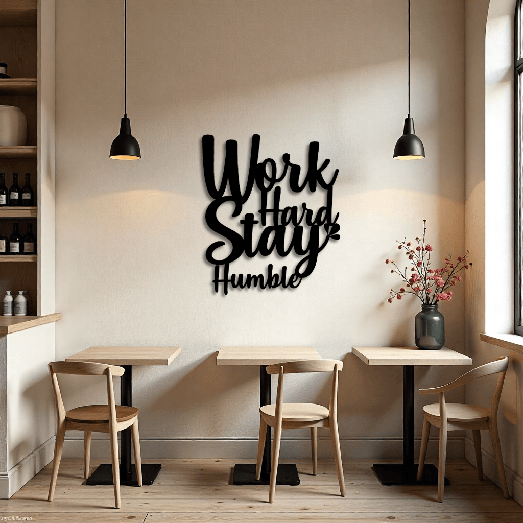 Metal Duvar Dekoru: Work Hard Stay Humble Tablo