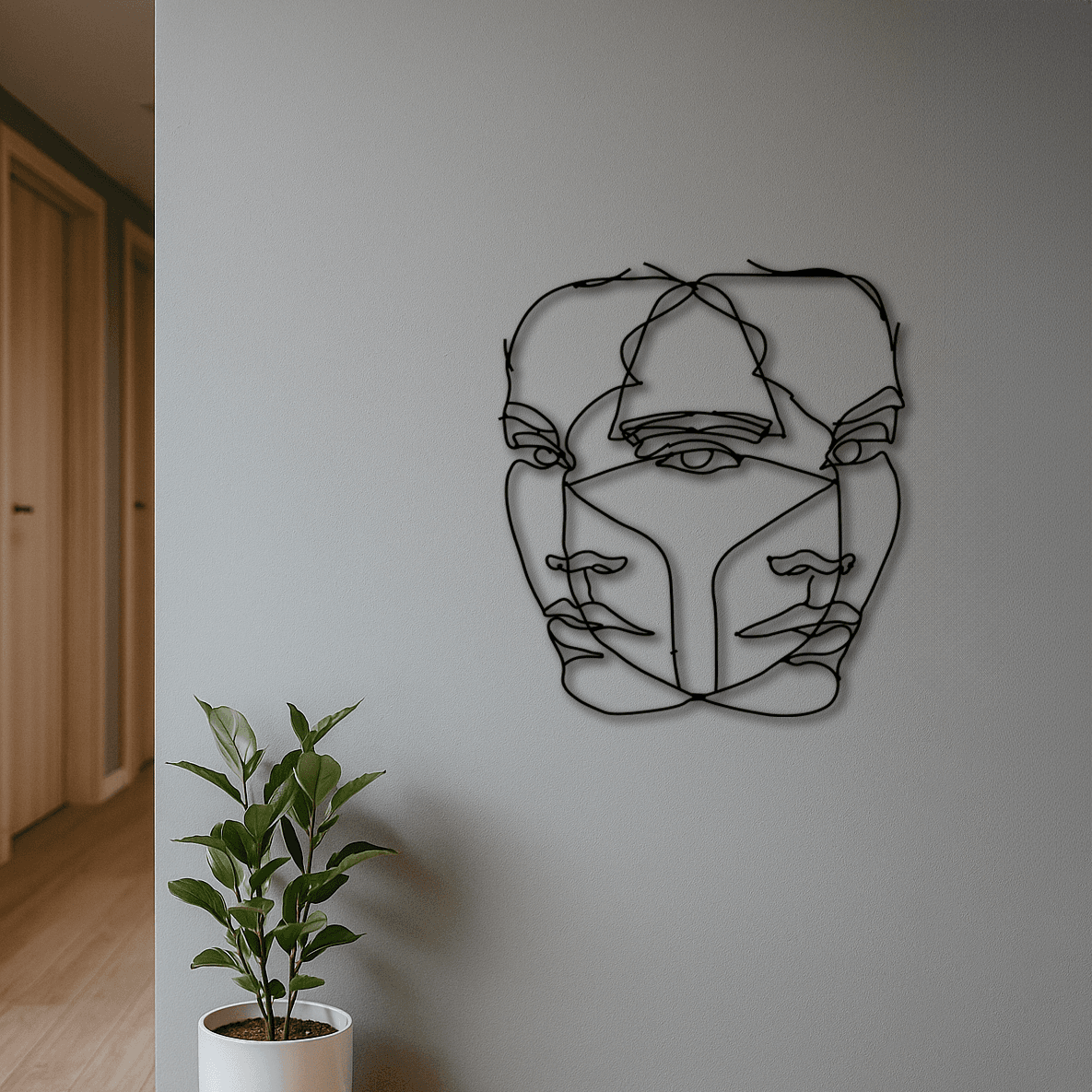 Dekoratif Soyut Yüz Metal Duvar Tablosu